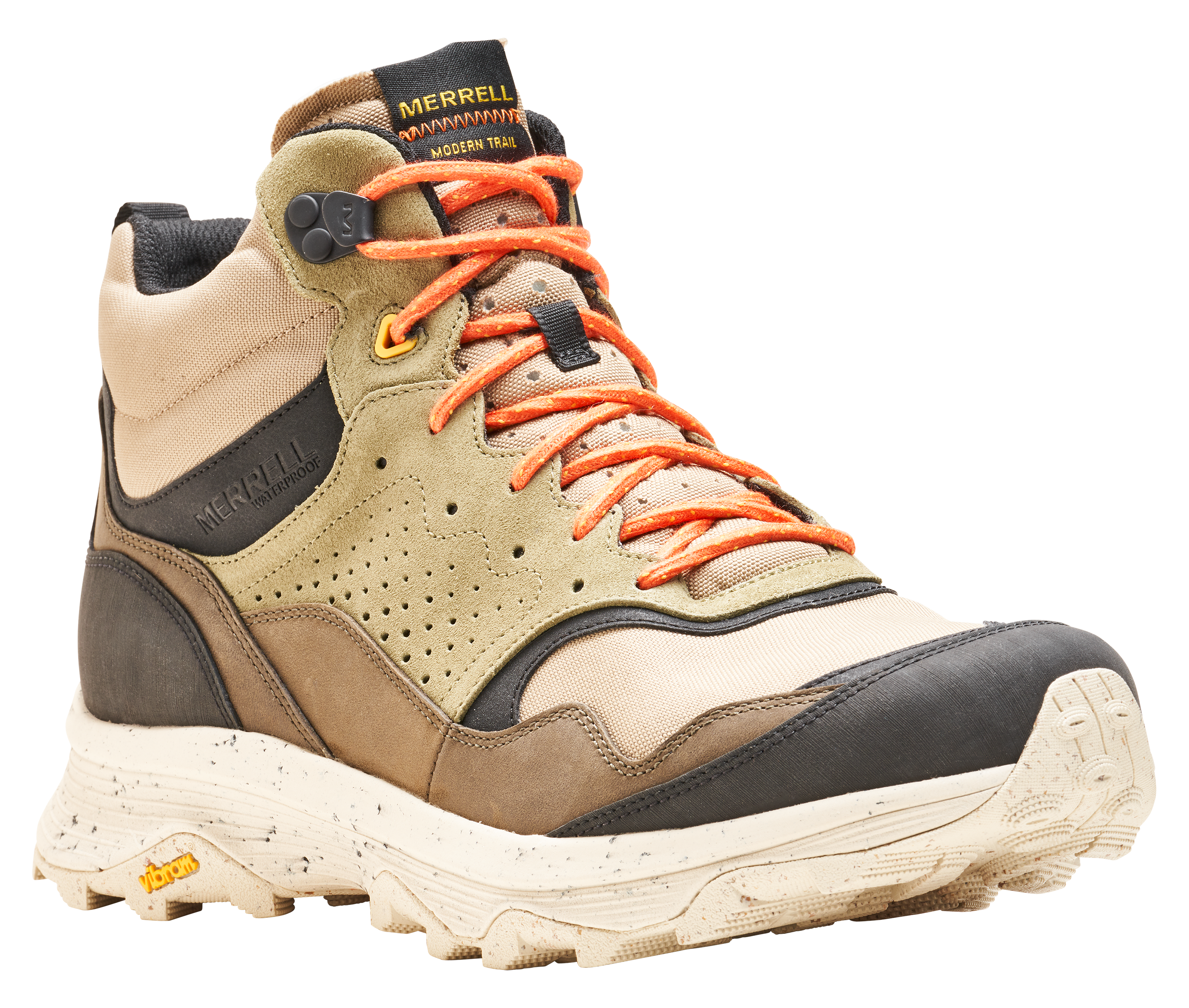 Image of Merrell Speed Solo Mid Waterproof Hiking Boots for Men - Clay/Olive - 8.5M