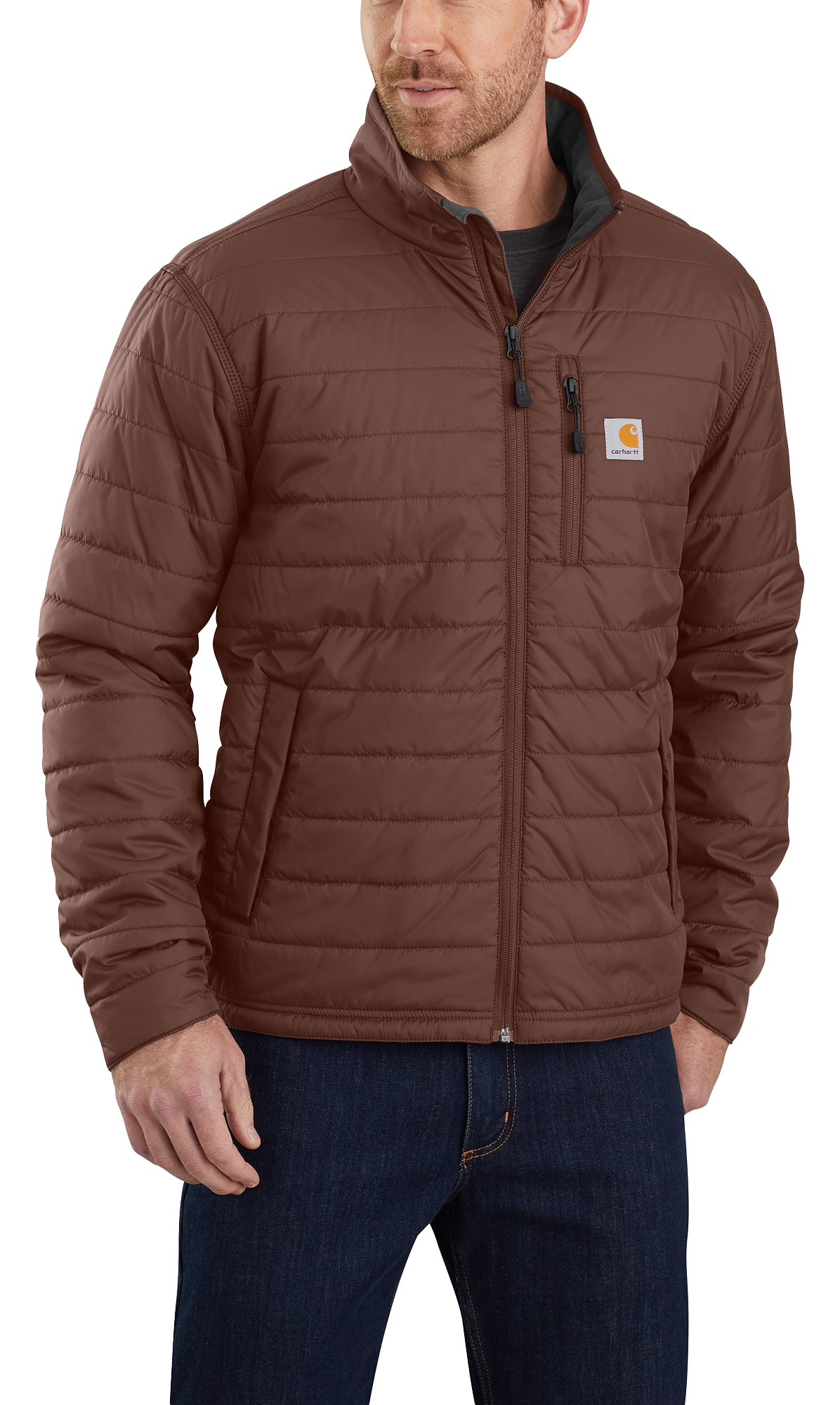 Image of Carhartt Rain Defender Relaxed Fit Lightweight Insulated Jacket for Men - Chestnut - M