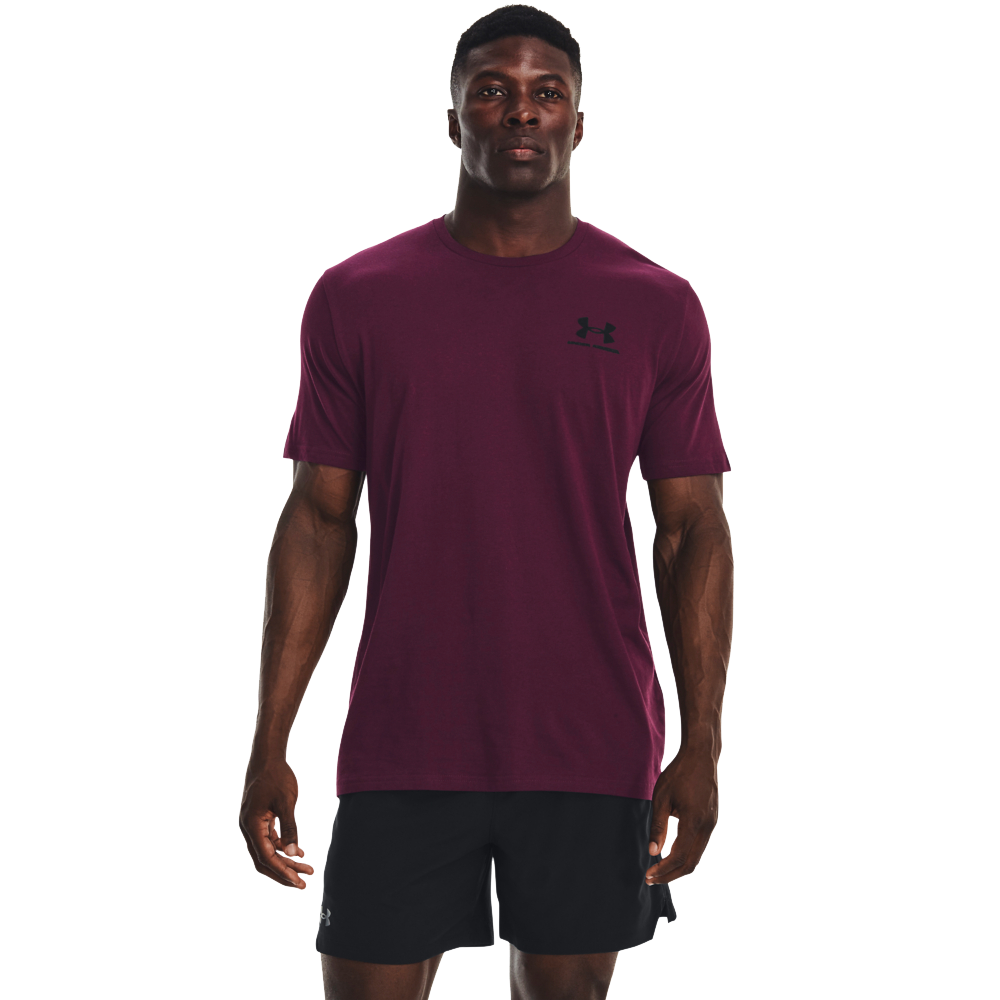 Image of Under Armour Sportstyle Left Chest Short-Sleeve T-Shirt for Men - Purple Stone/Black