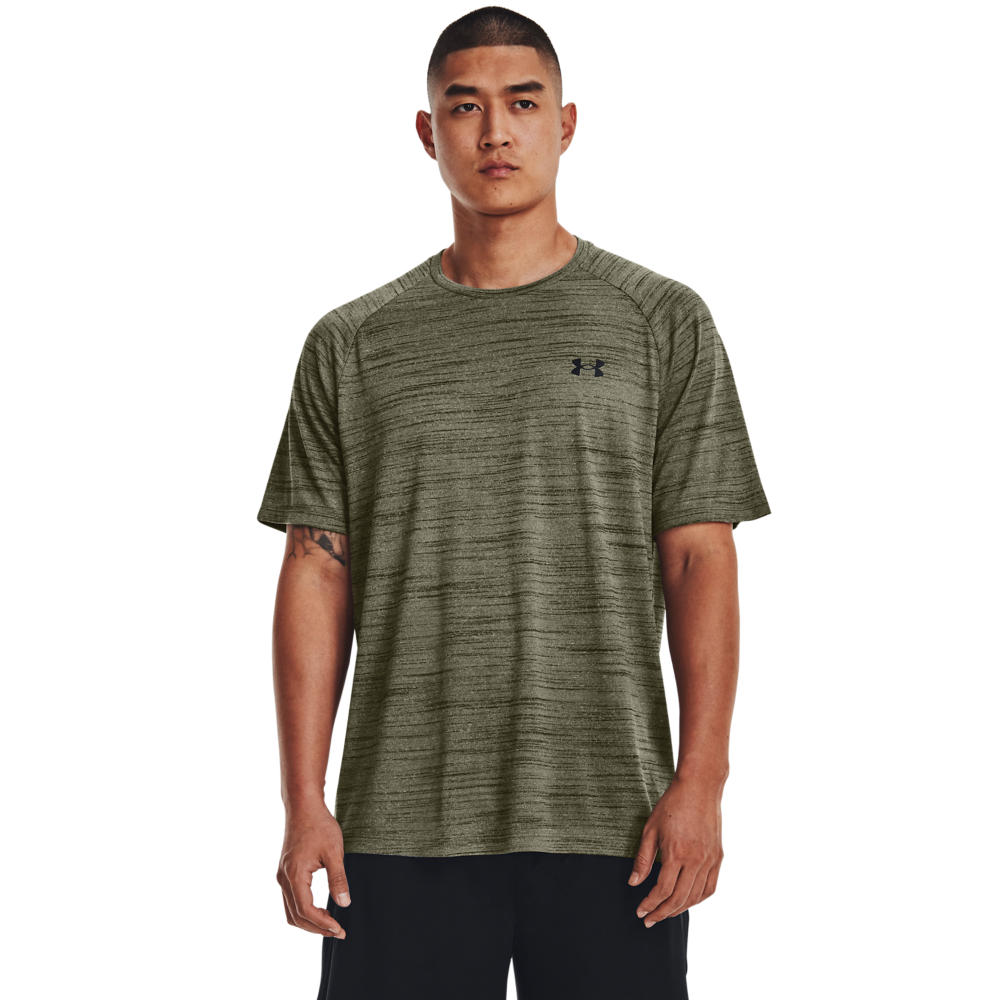 Image of Under Armour Tech 2.0 Tiger Short-Sleeve Shirt for Men - Marine OD Green/Black