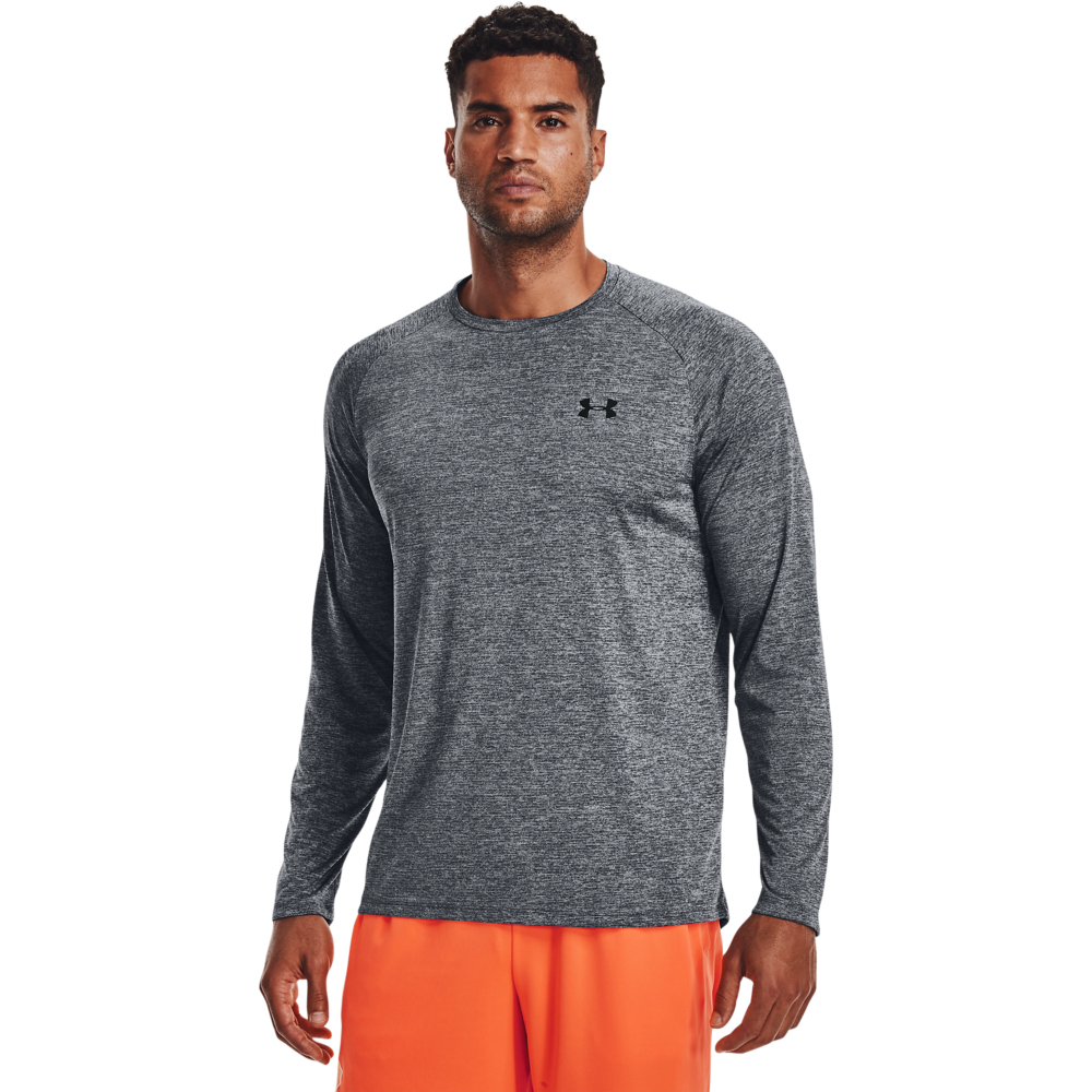 Image of Under Armour UA Tech Long-Sleeve Shirt for Men - Pitch Gray/Black