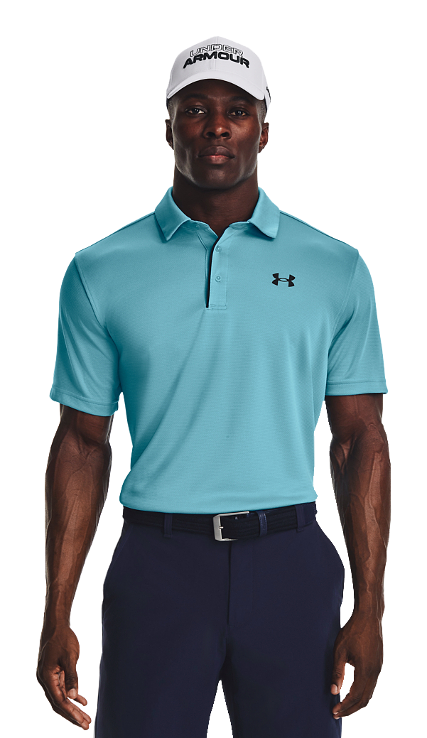 Image of Under Armour Tech Short-Sleeve Polo - Glacier Blue/Black -