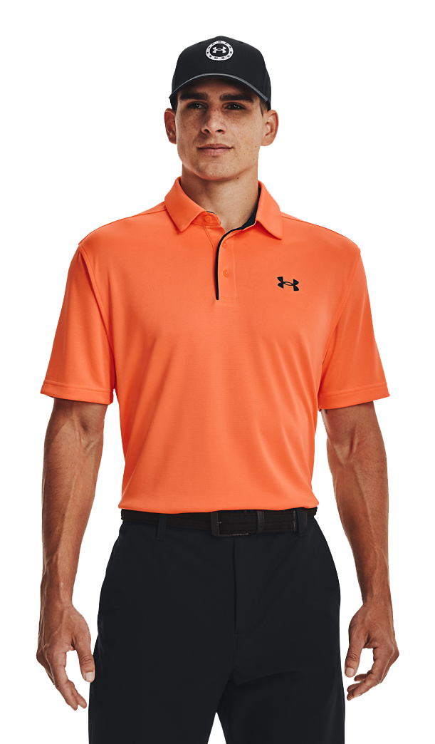 Image of Under Armour Tech Short-Sleeve Polo - Orange Blast/Black