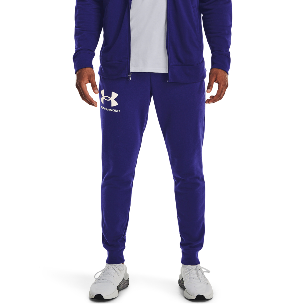 Image of Under Armour UA Rival Terry Joggers for Men - Sonar Blue/Onyx White