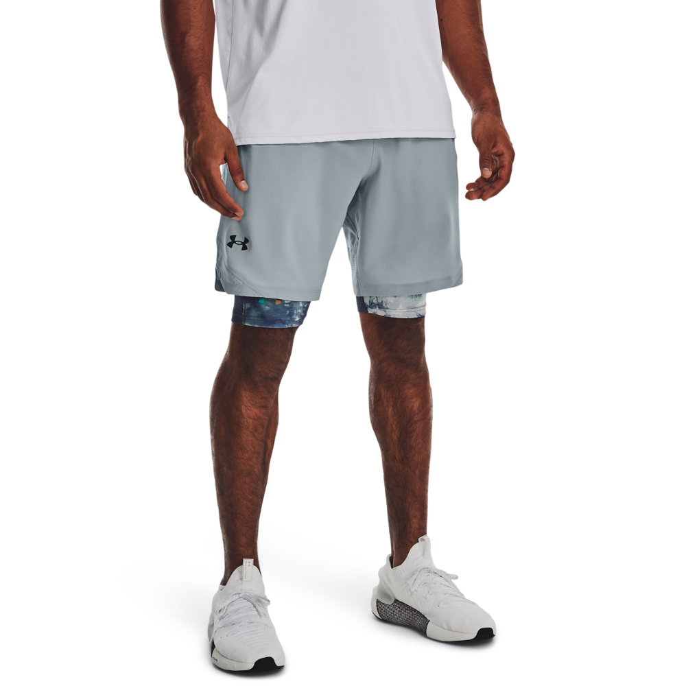 Image of Under Armour Vanish Woven Notched-Hem Shorts for Men - Harbor Blue/Black - L