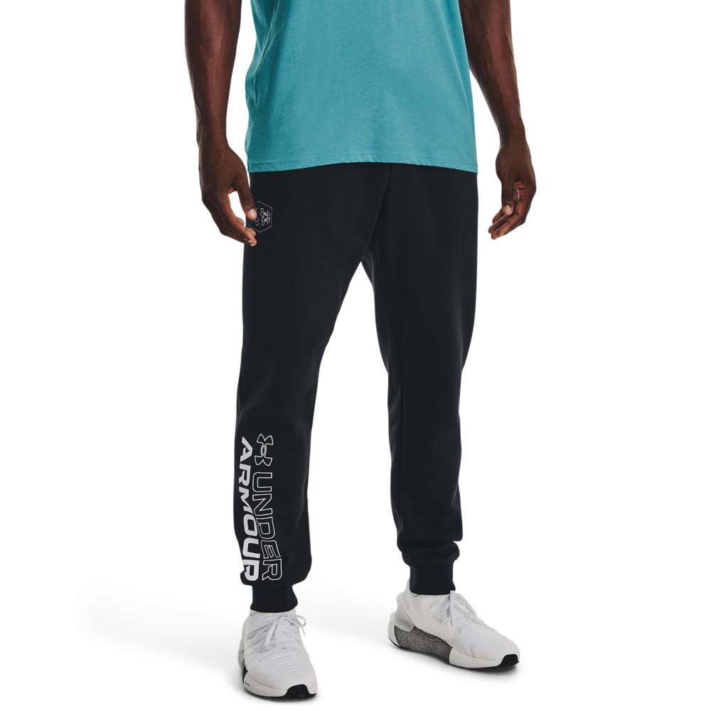 Image of Under Armour Rival Fleece Wordmark Graphic Joggers for Men