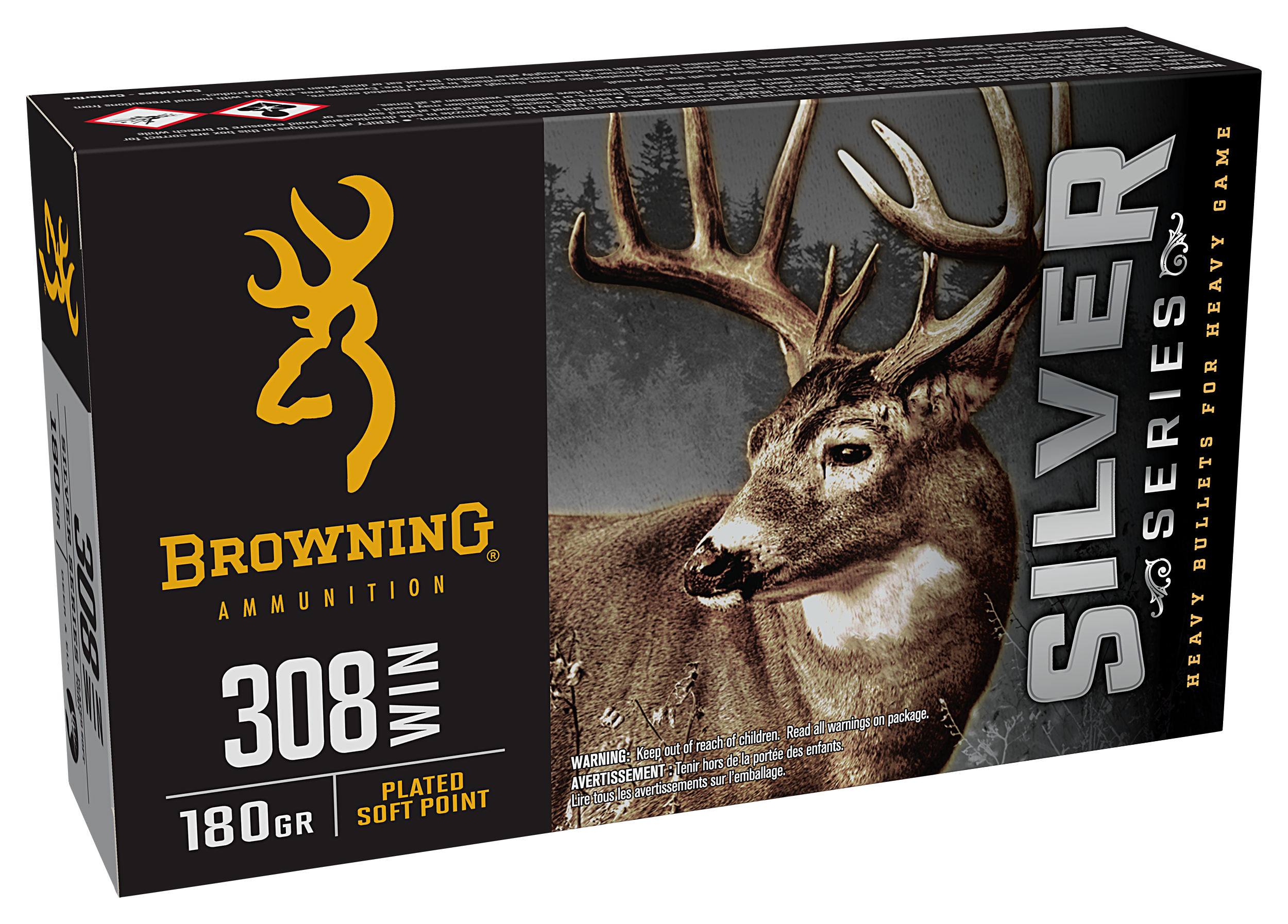 Image of Browning Silver Series .308 Winchester 180 Grain Plated Soft Point Centerfire Rifle Ammo