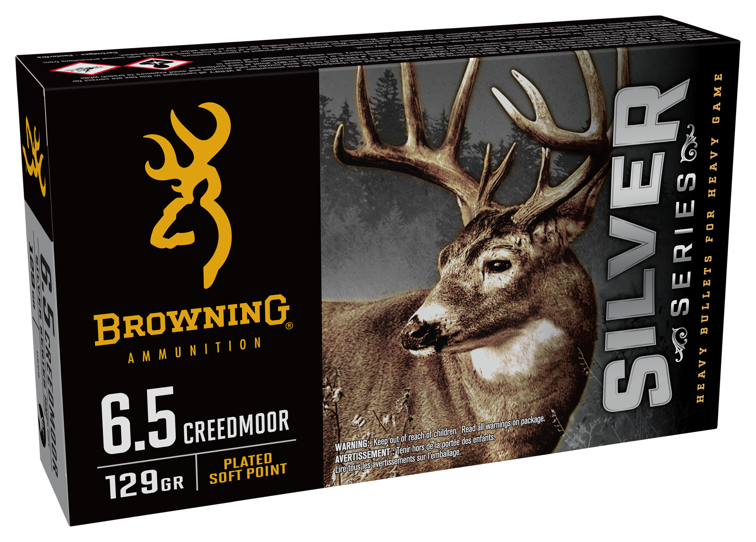 Image of Browning Silver Series 6.5 Creedmoor 129 Grain Plated Soft Point Centerfire Rifle Ammo