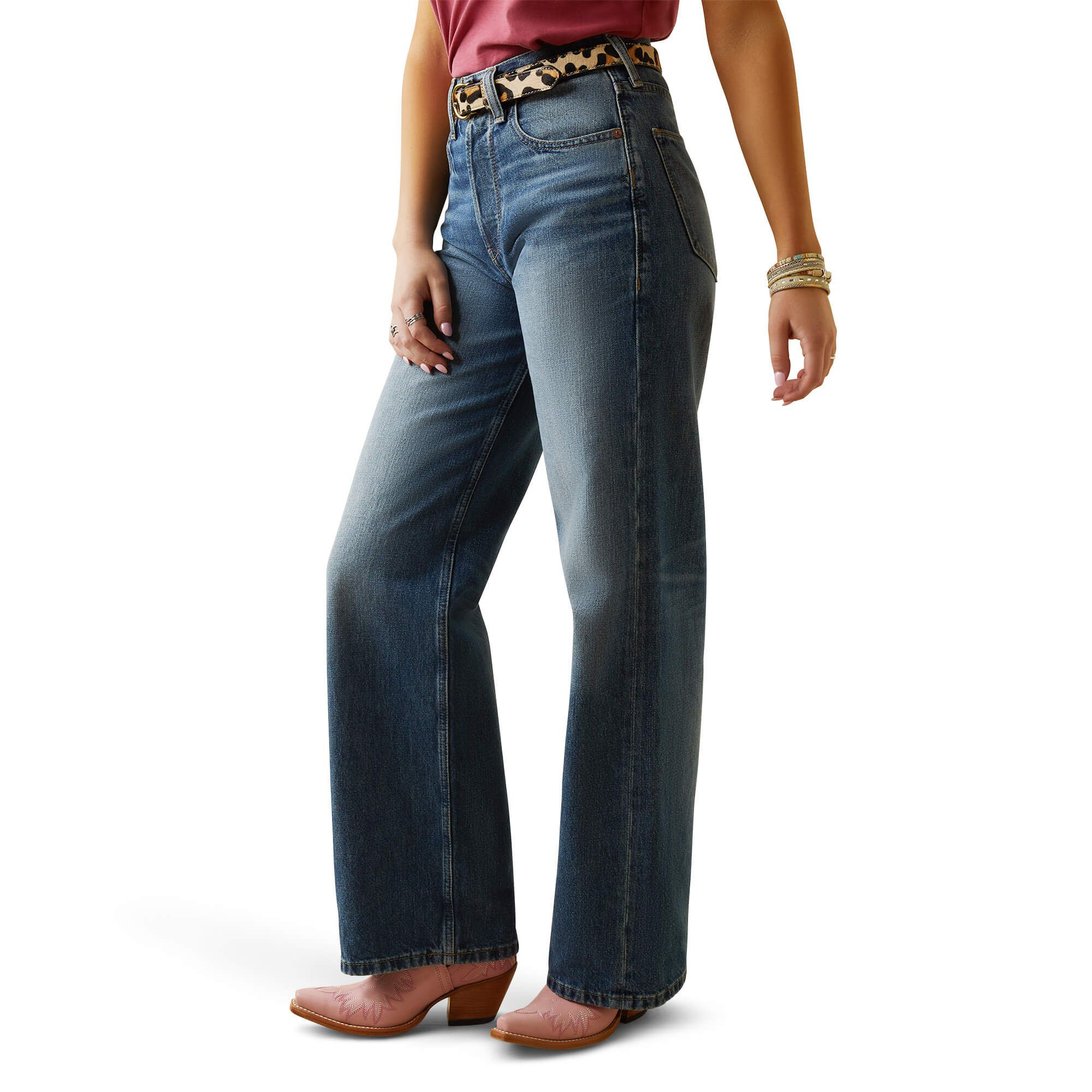 Image of Ariat Ultra-High-Rise Tomboy Wide Jeans for Ladies - Moana