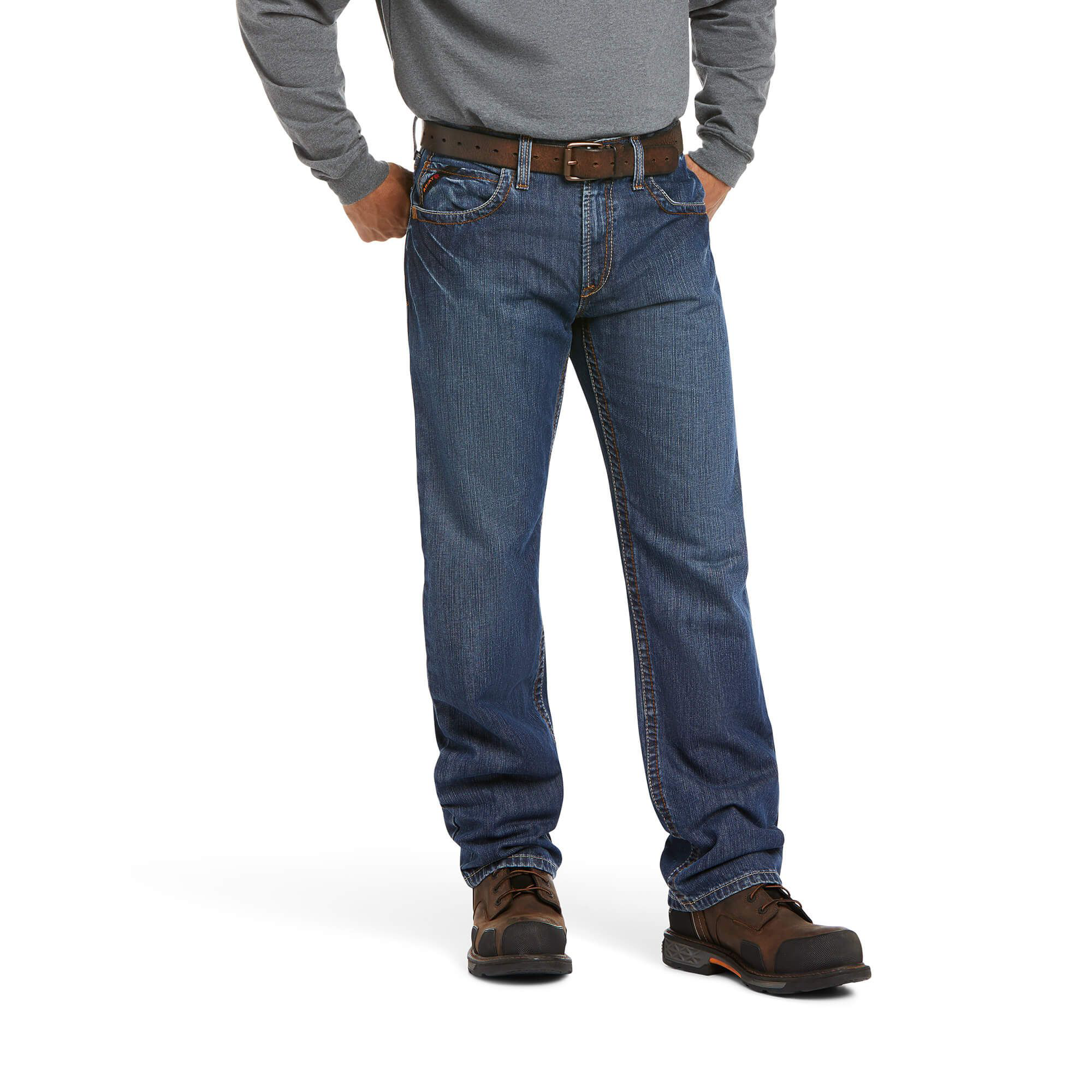 Ariat Flame-Resistant M3 Loose Basic Stackable Straight-Leg Jeans for Men - Flint - 38x30