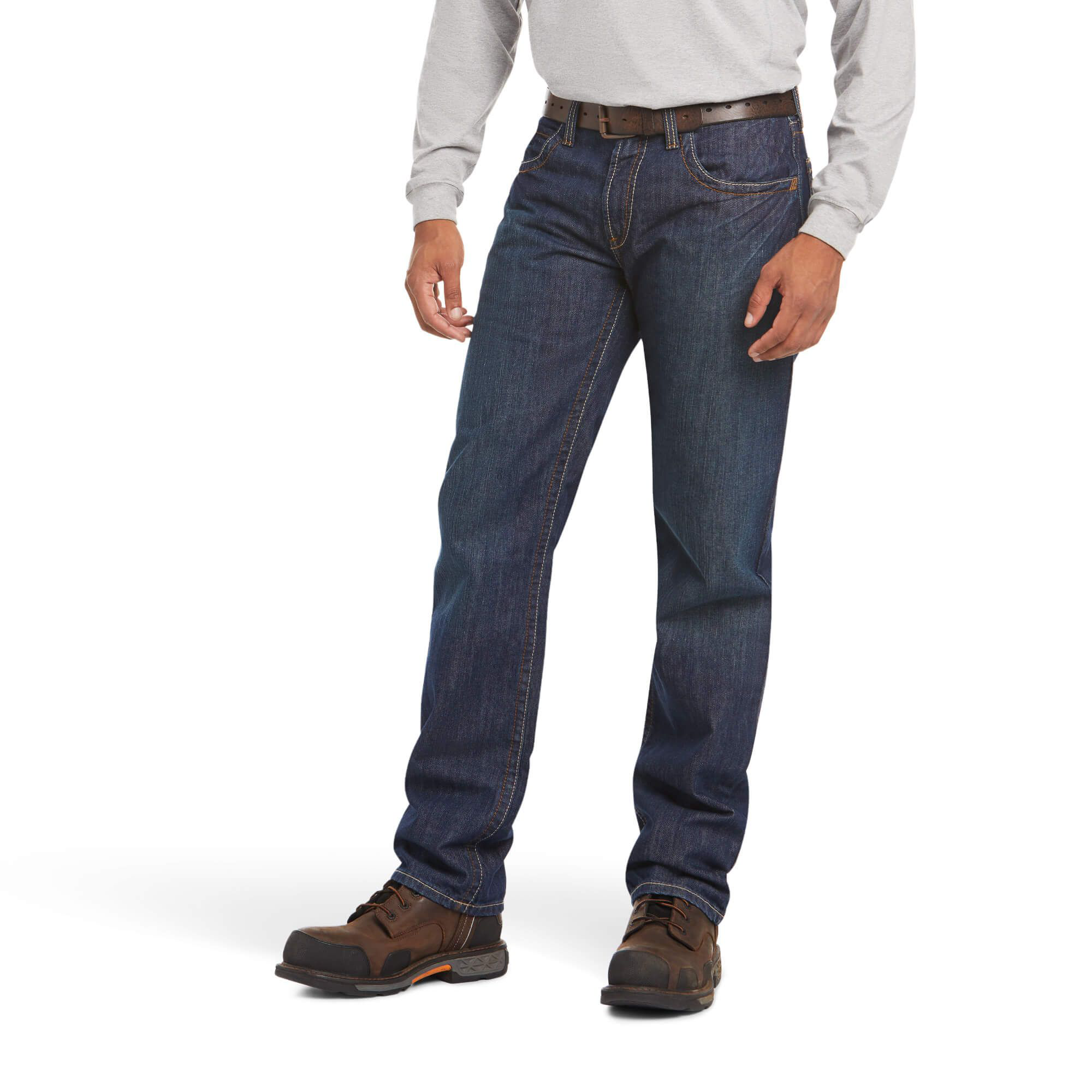 Ariat Flame-Resistant M3 Loose Basic Stackable Straight-Leg Jeans for Men - Shale - 40x34