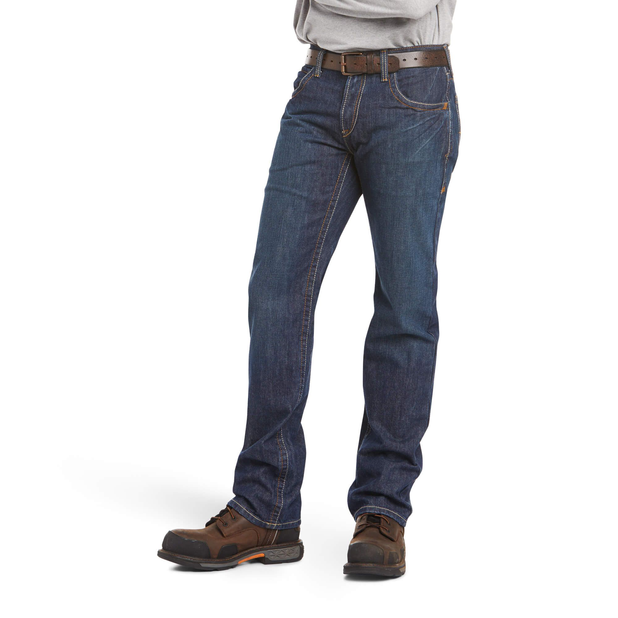 Ariat Flame-Resistant M5 Straight Basic Stackable Straight-Leg Jeans for Men - Shale - 34x30
