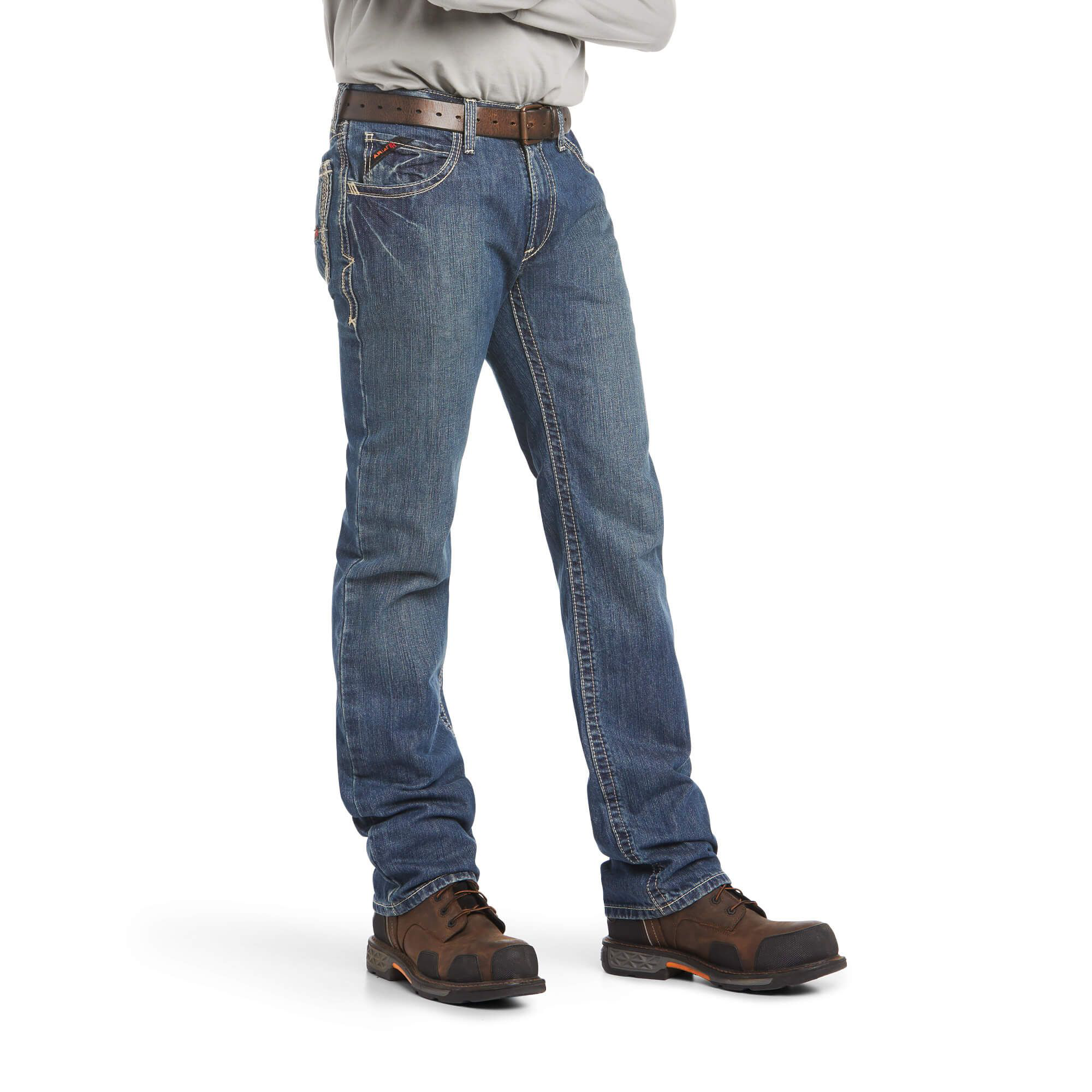Image of Ariat Flame-Resistant M4 Relaxed Boundary Boot-Cut Jeans for Men - Clay - 44x38