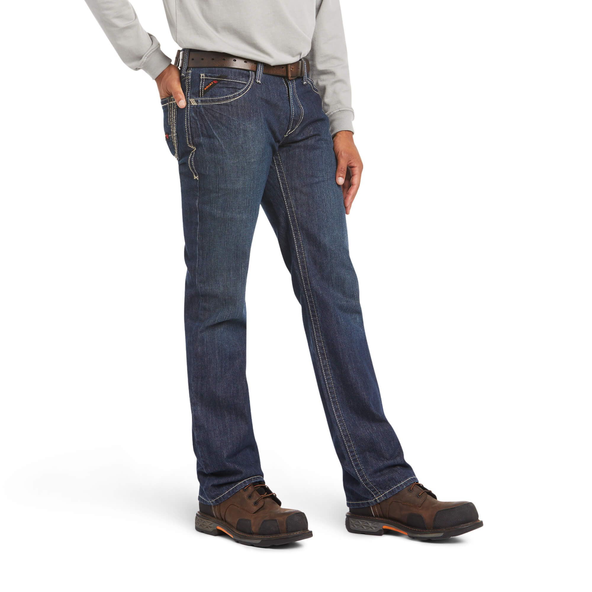 Image of Ariat Flame-Resistant M4 Relaxed Boundary Boot-Cut Jeans for Men - Shale - 42x38