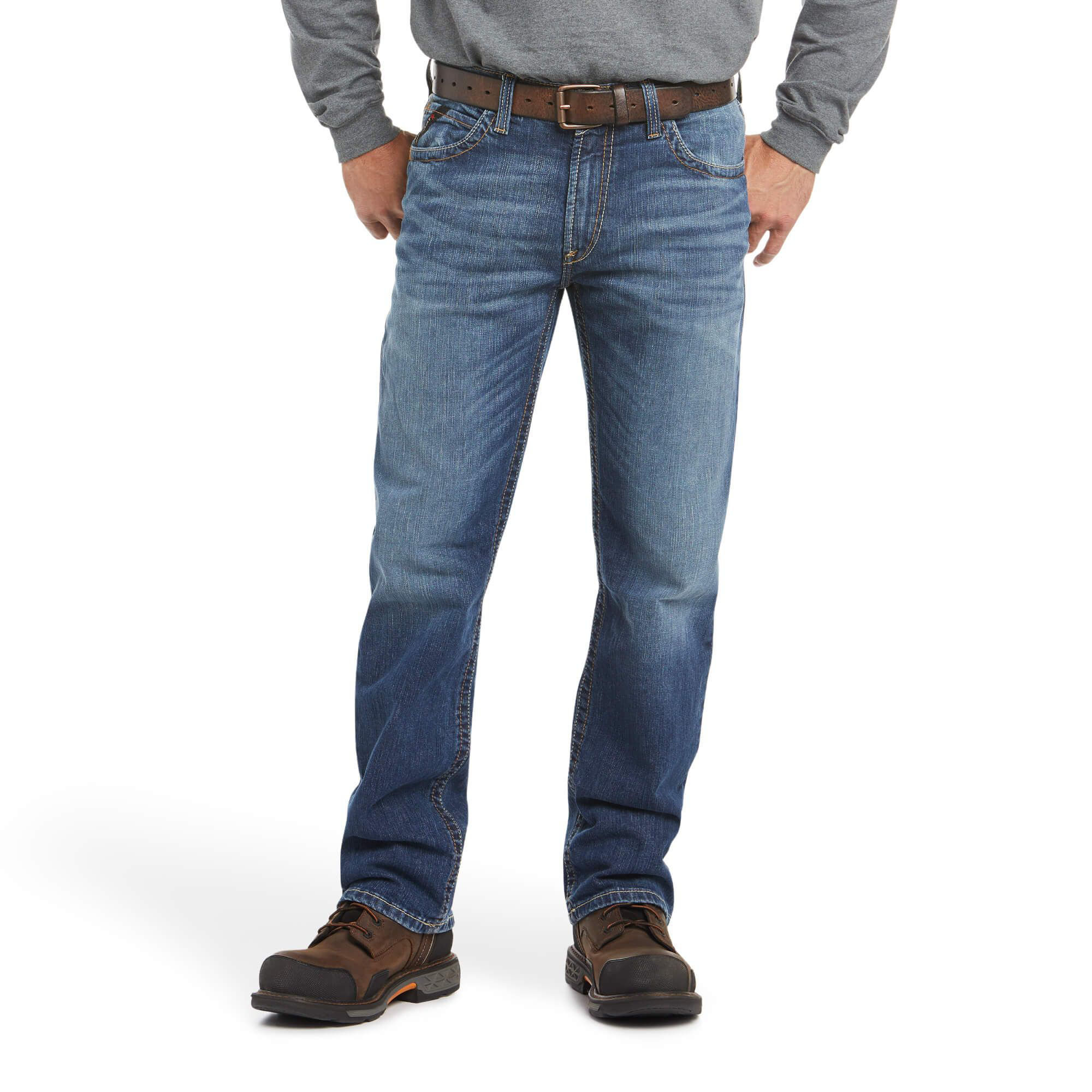 Ariat FR M4 Relaxed Basic Boot Cut Jeans for Men - Alloy - 36x34