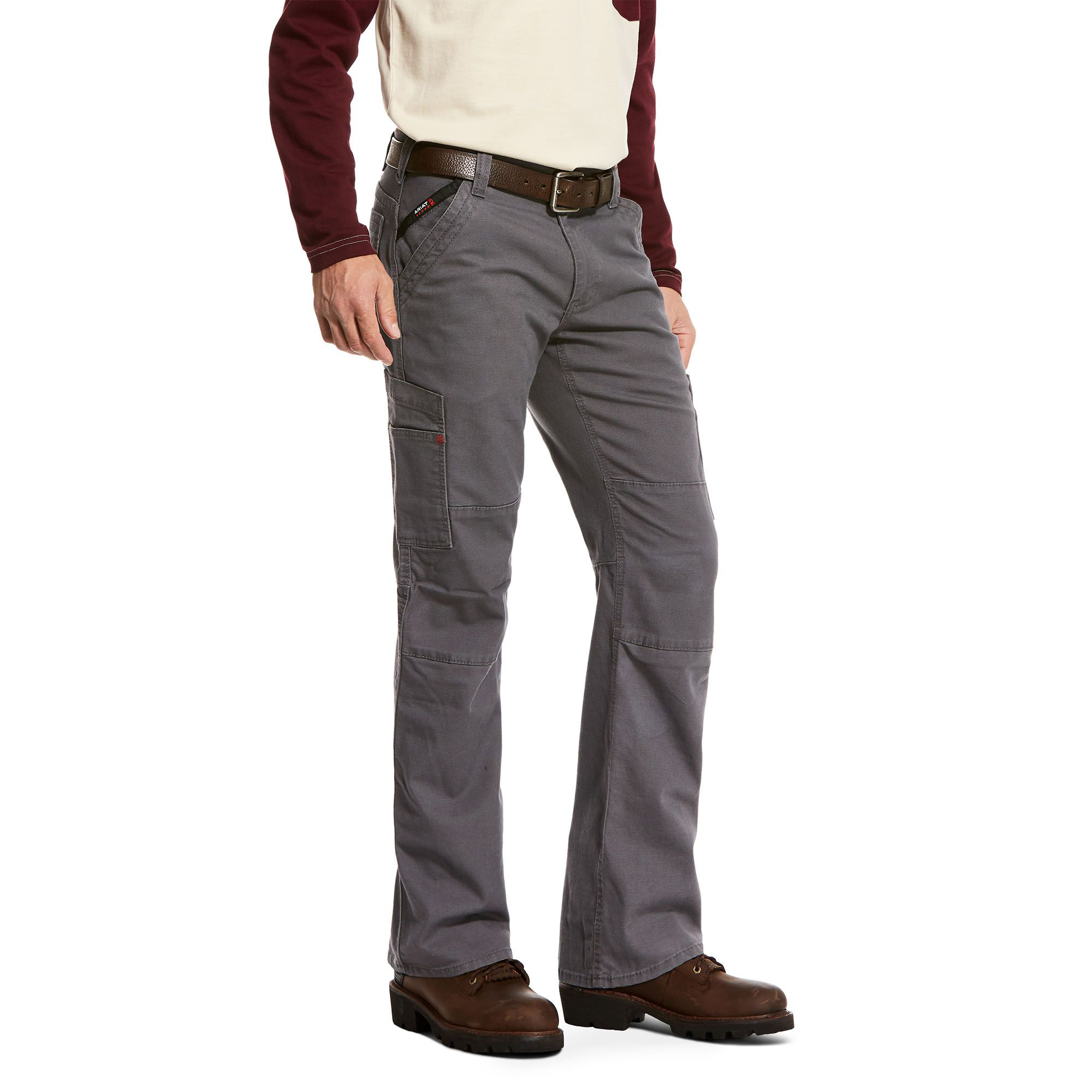 Image of Ariat FR M5 Stretch DuraLight Canvas Stackable Straight-Leg Pants for Men - Iron Grey