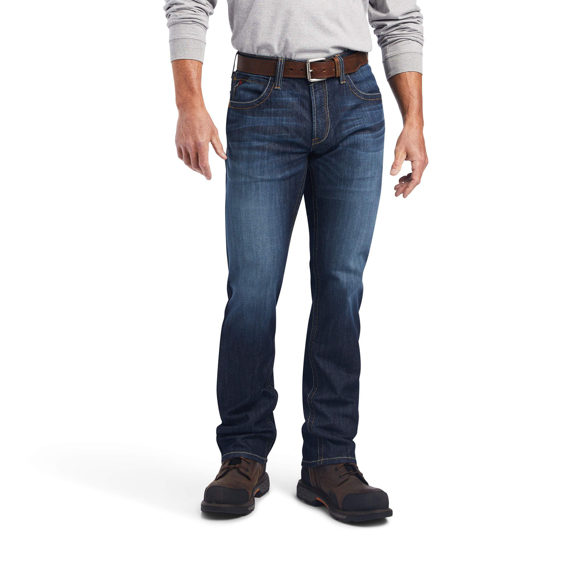 Ariat Flame-Resistant M5 Straight DuraLight Stretch Basic Straight-Leg Jeans for Men - Lassen - 38x38