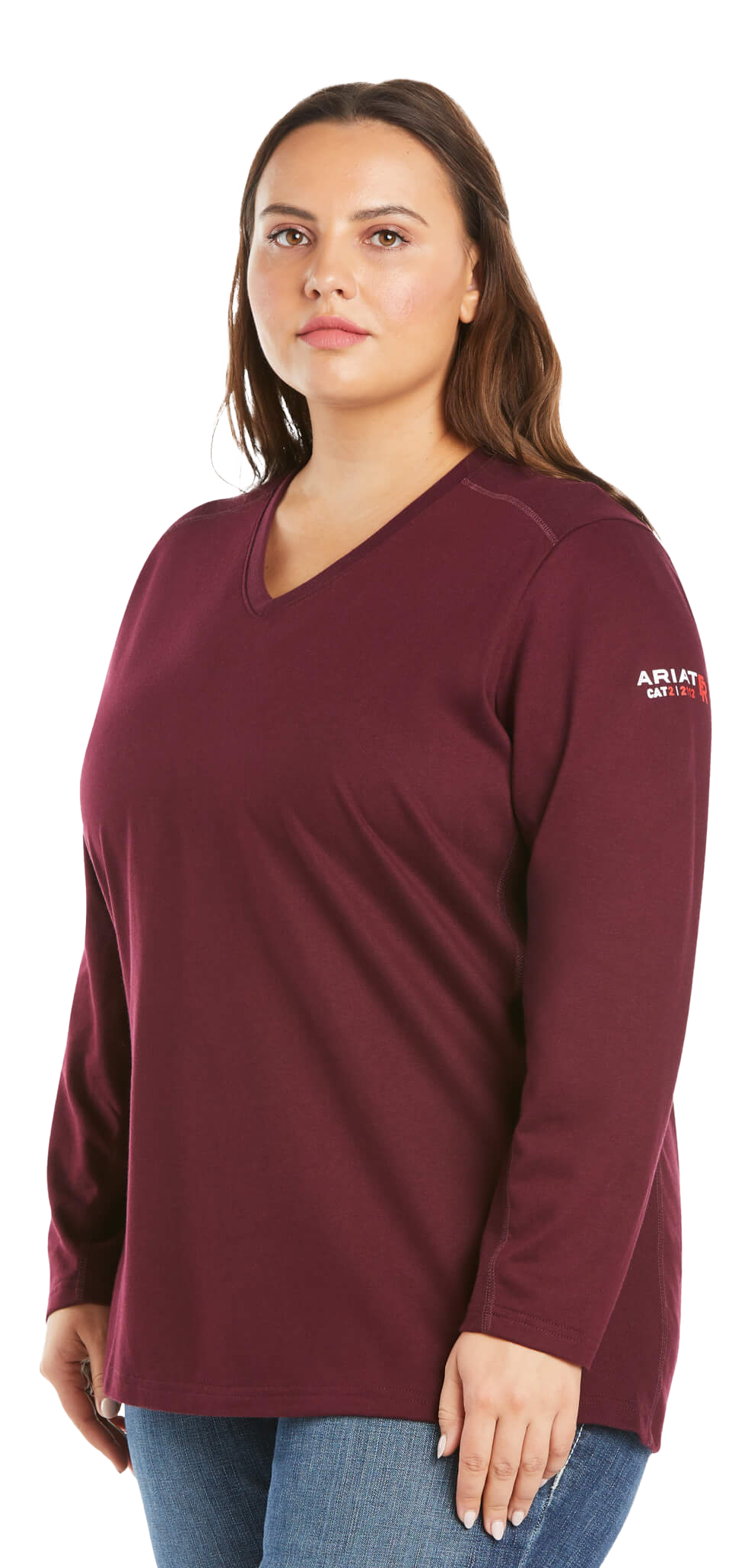 Image of Ariat Flame-Resistant AC Long-Sleeve Top for Ladies - Malbec - 1X
