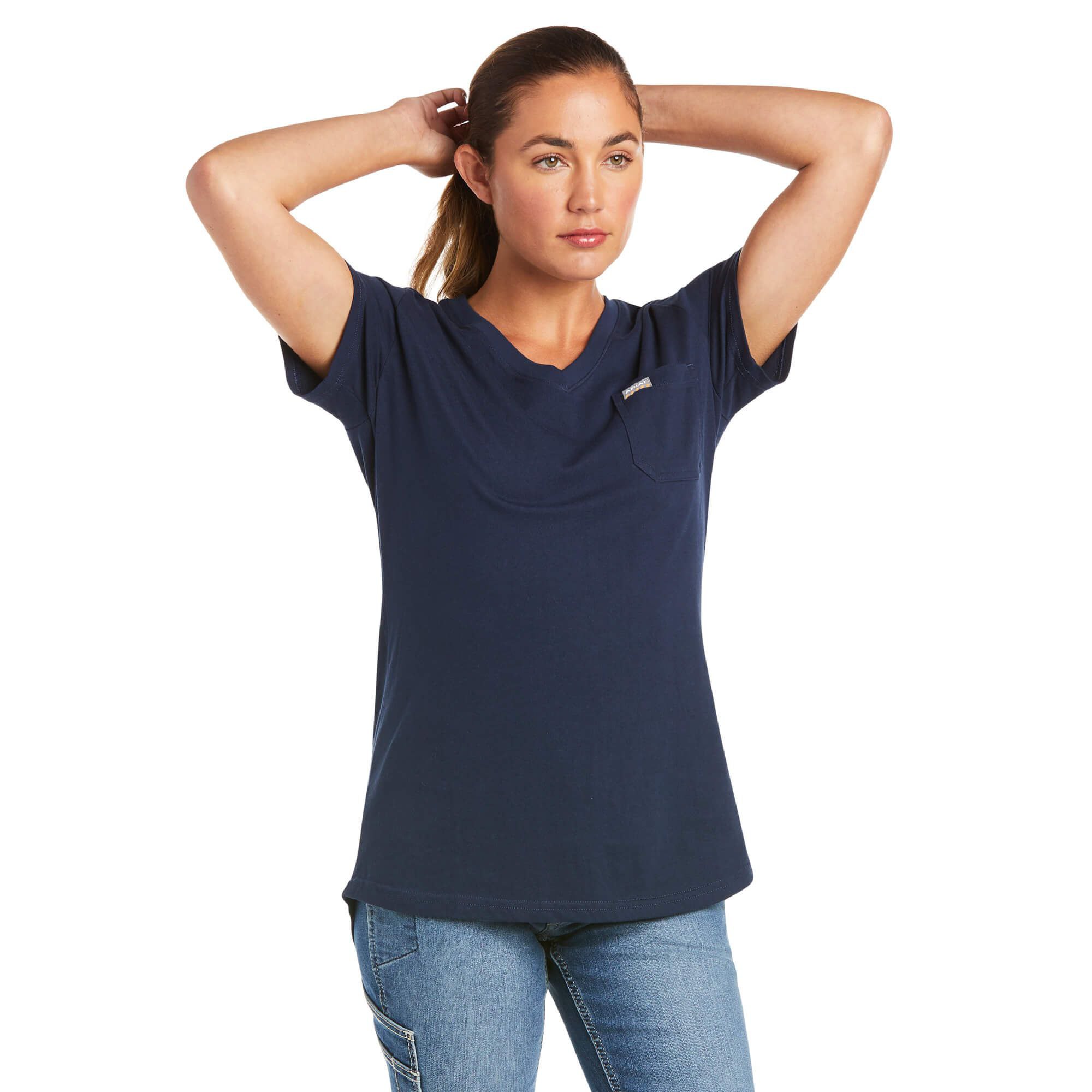 ARIAT Rebar Cotton Strong V-Neck Short-Sleeve T-Shirt for Ladies