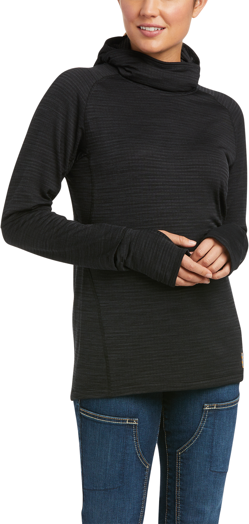 Image of Ariat Rebar Gridwork Balaclava Base-Layer Long-Sleeve Shirt for Ladies - Black - 2X