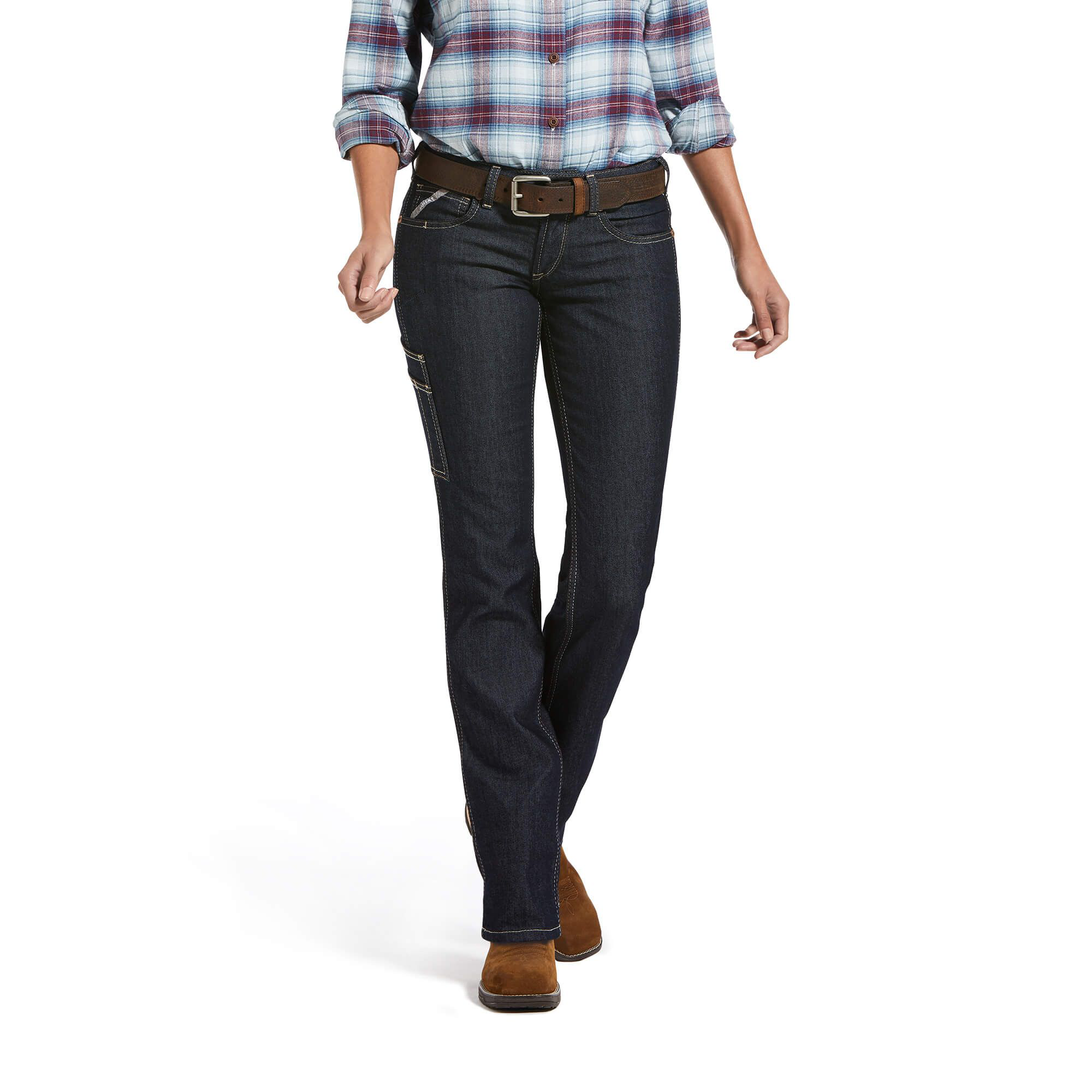 Ariat Rebar DuraStretch Raven Straight-Leg Jeans for Ladies - Rinse - 26W - Long