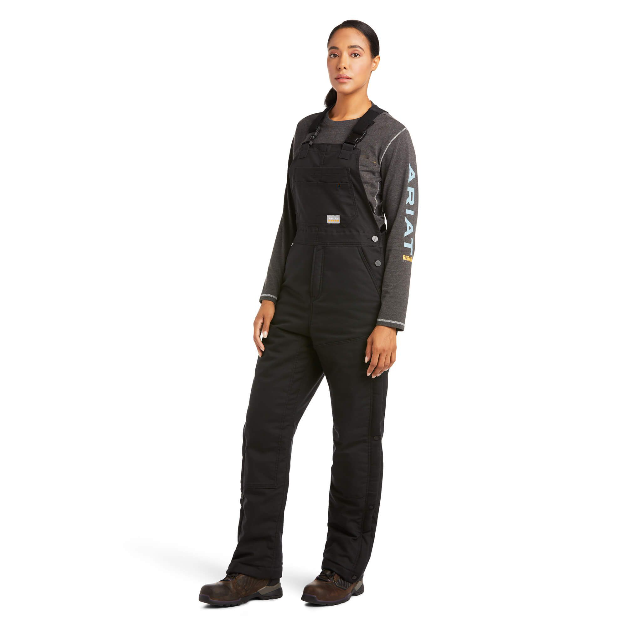 Image of Ariat Rebar DuraCanvas Stretch Insulated Bibs for Ladies - Black - XS - Regular