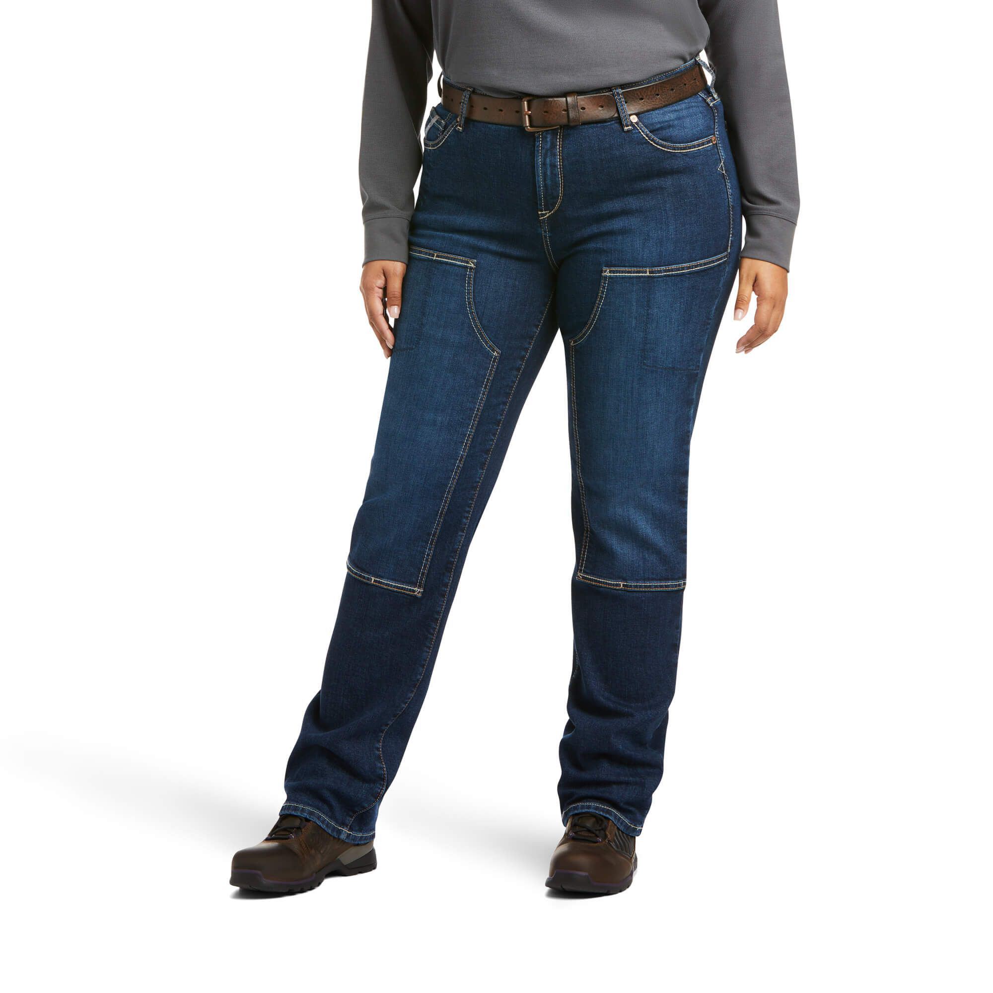 Ariat Rebar DuraStretch Riveter Double-Front Straight Jeans for Ladies - Camden Wash - 16W - Regular