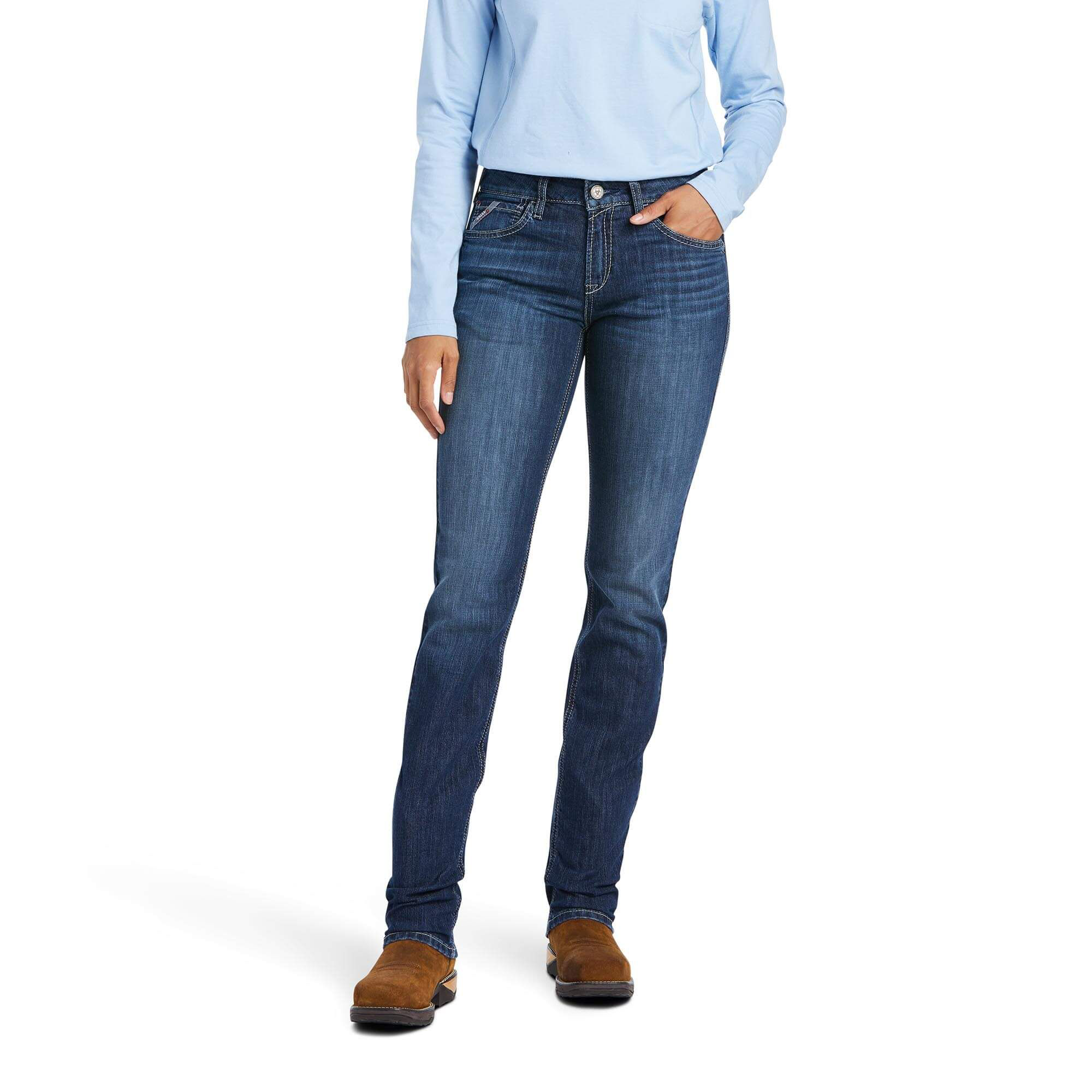 Ariat Flame-Resistant Perfect Rise DuraStretch Avelynn Slim-Leg Jeans for Ladies - Madera - 33 - Regular