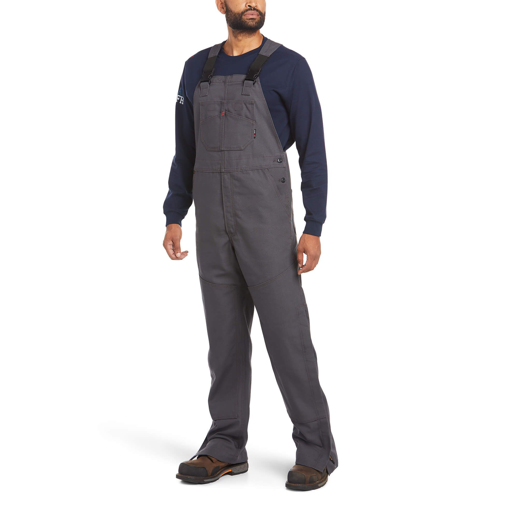 Image of Ariat Flame-Resistant Unlined Canvas Bibs for Men - Gray