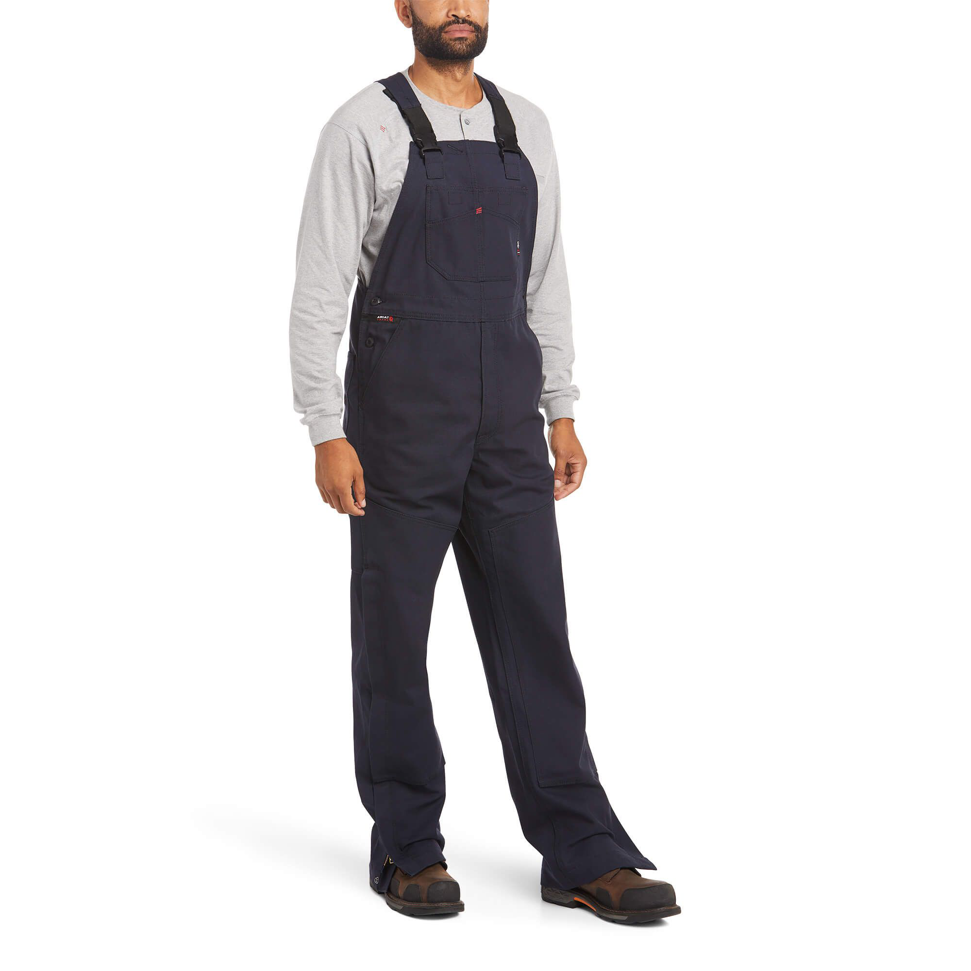 Image of Ariat Flame-Resistant Unlined Canvas Bibs for Men - Navy