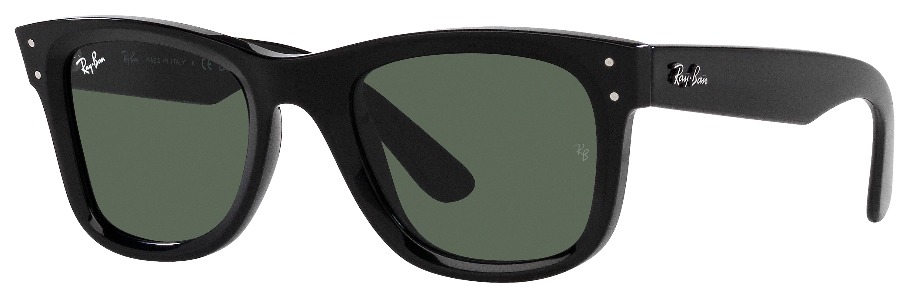 Image of Ray-Ban Wayfarer Reverse Classic RBR0502S Sunglasses - Polished Black/Green Classic G-15 - Small