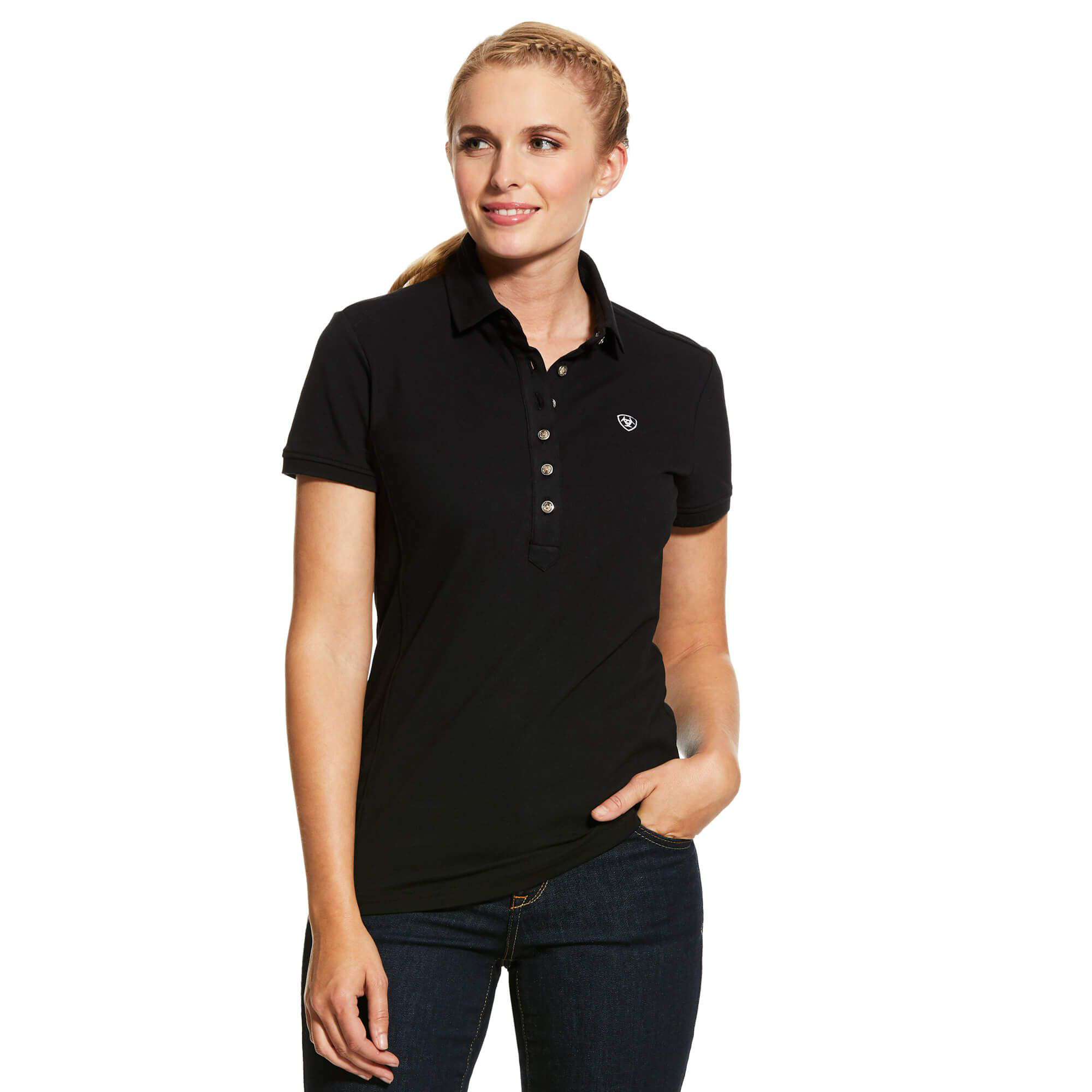 Ariat TEK Short-Sleeve Polo for Ladies - Black - XL