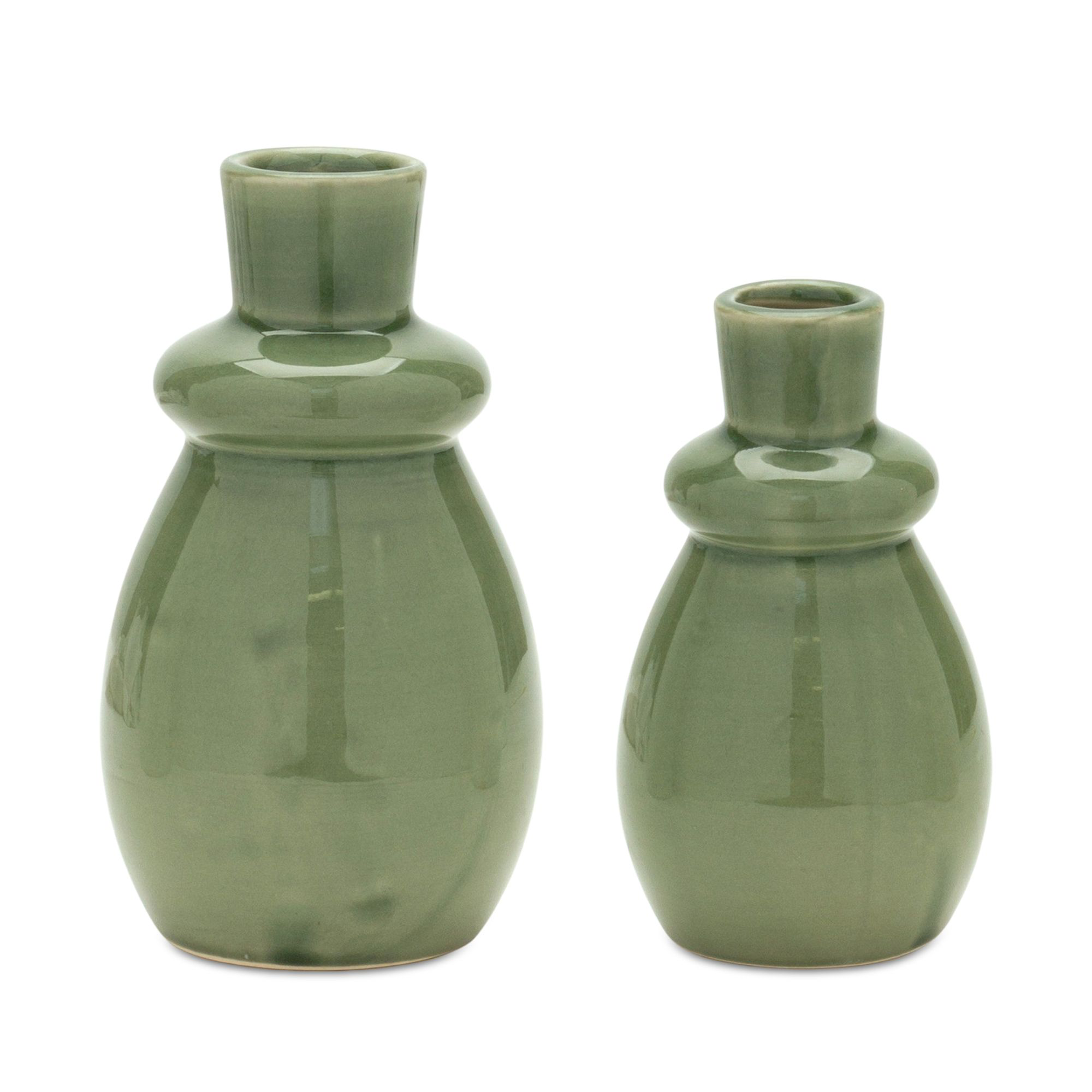 Image of Melrose International Sage Terra Cotta Vases Set of 2