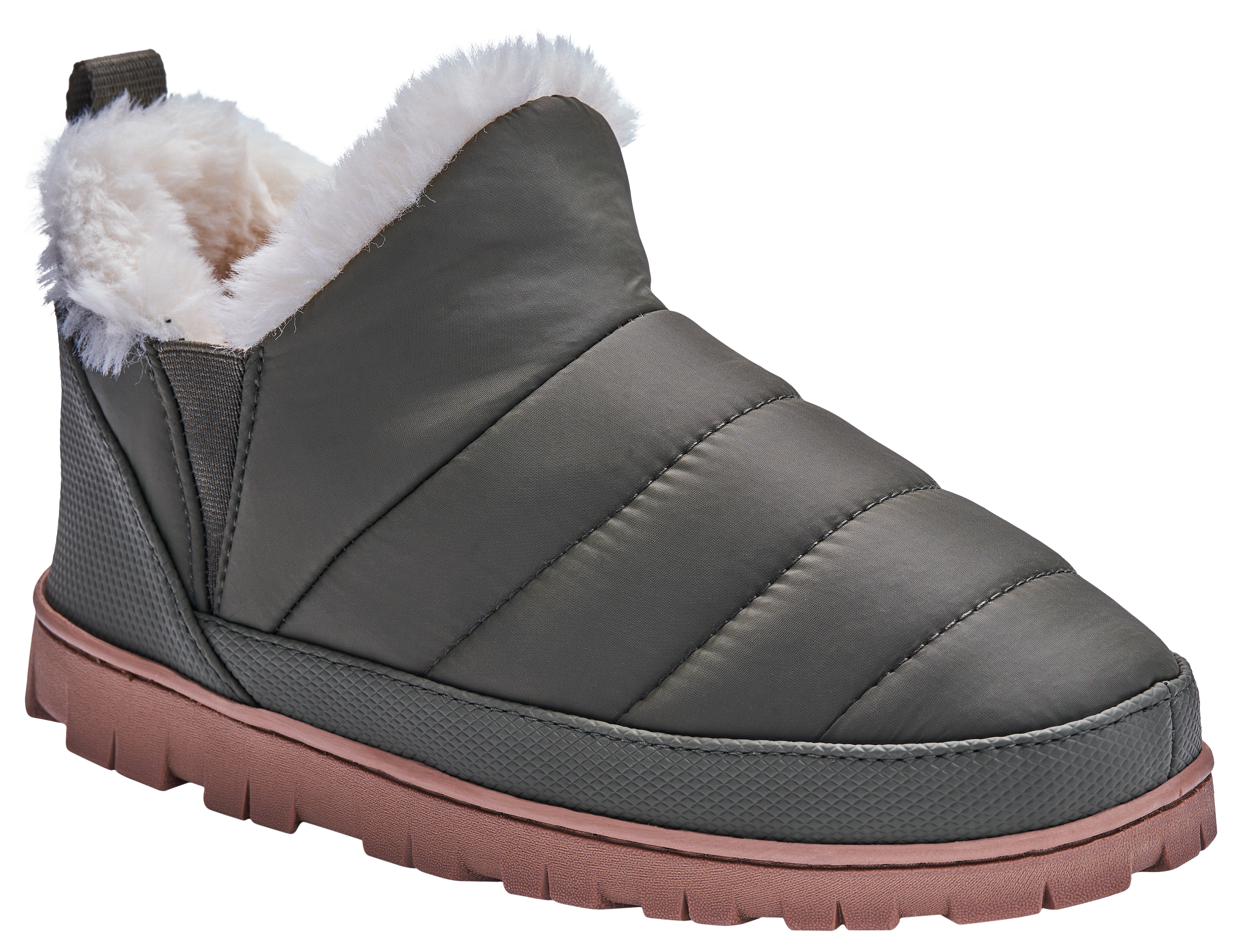 Image of Natural Reflections Quilted Nylon Booties - Olive