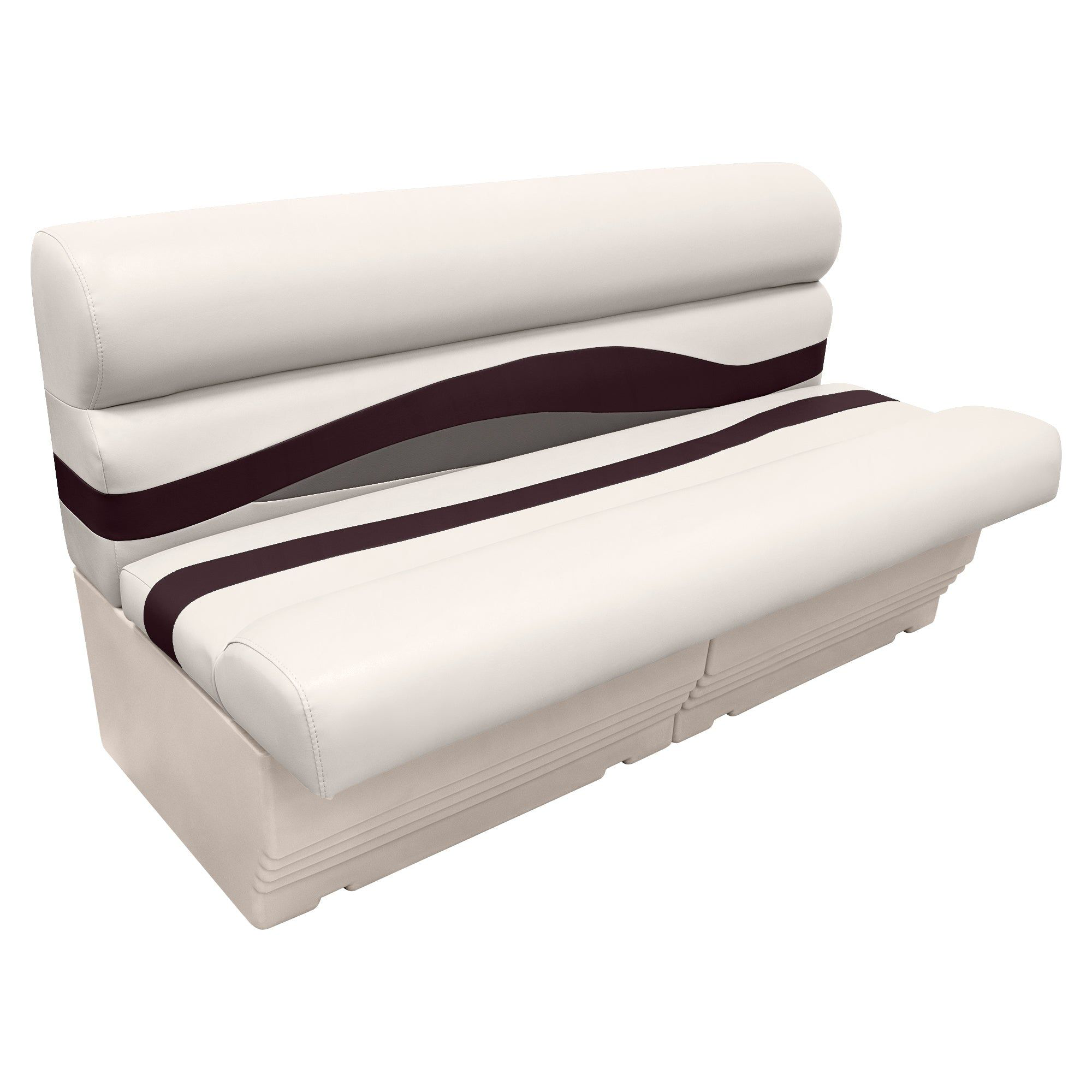 Wise Premier Series Pontoon Furniture 55'' Bench Seat with Base - Platinum/Wineberry/Manatee