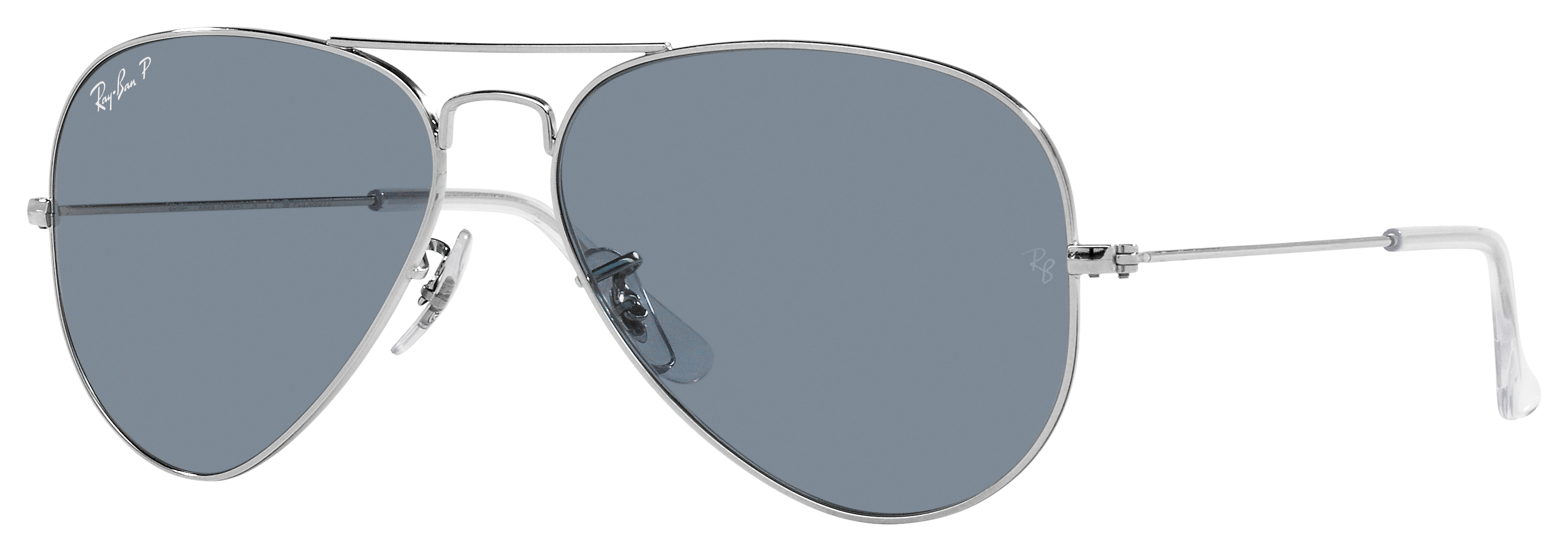 Image of Ray-Ban Aviator Classic RB3025 Polarized Sunglasses - Polished Silver/Blue Classic - X-Large