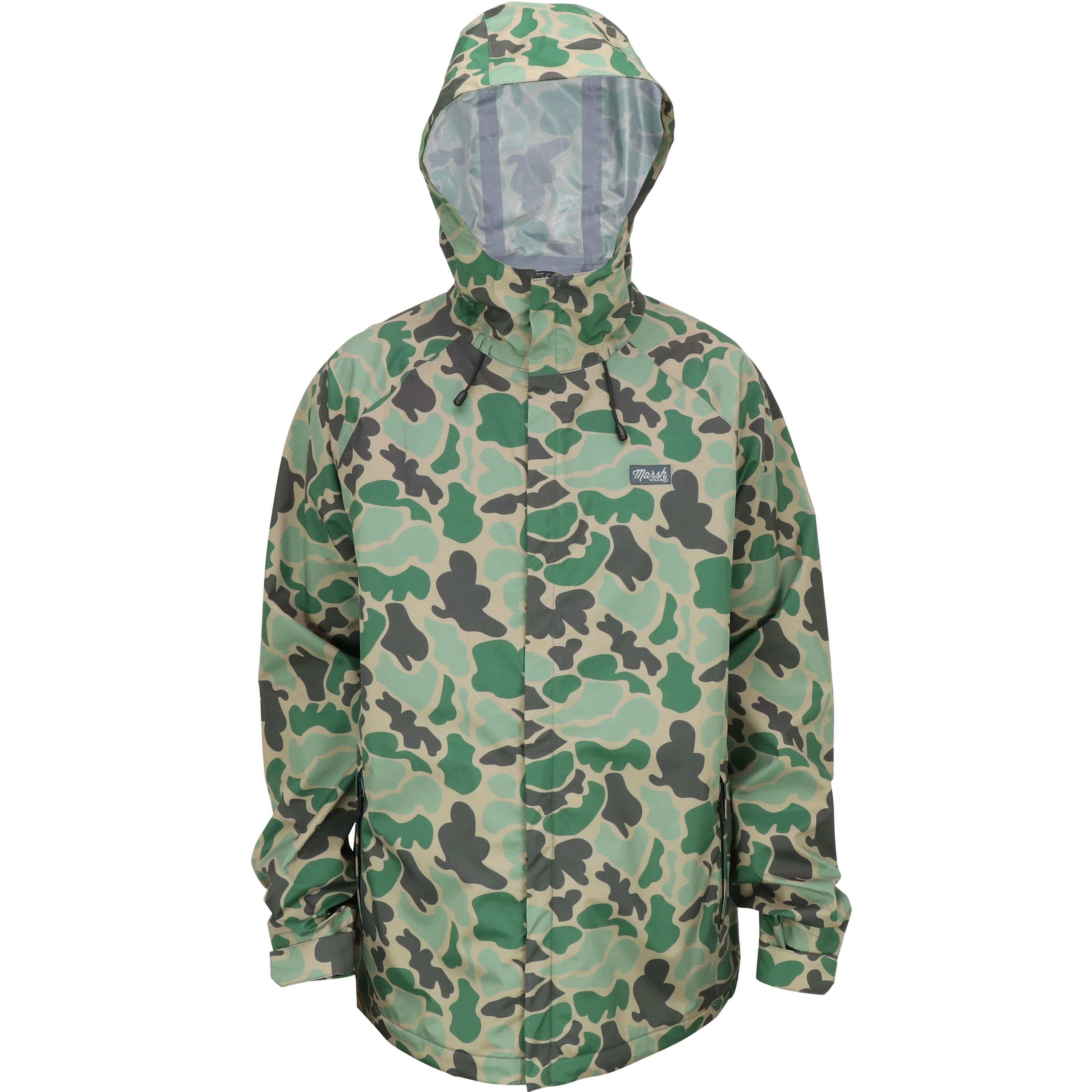 Image of Marsh Wear Gulfport Rain Jacket for Men - Green Camo - XL