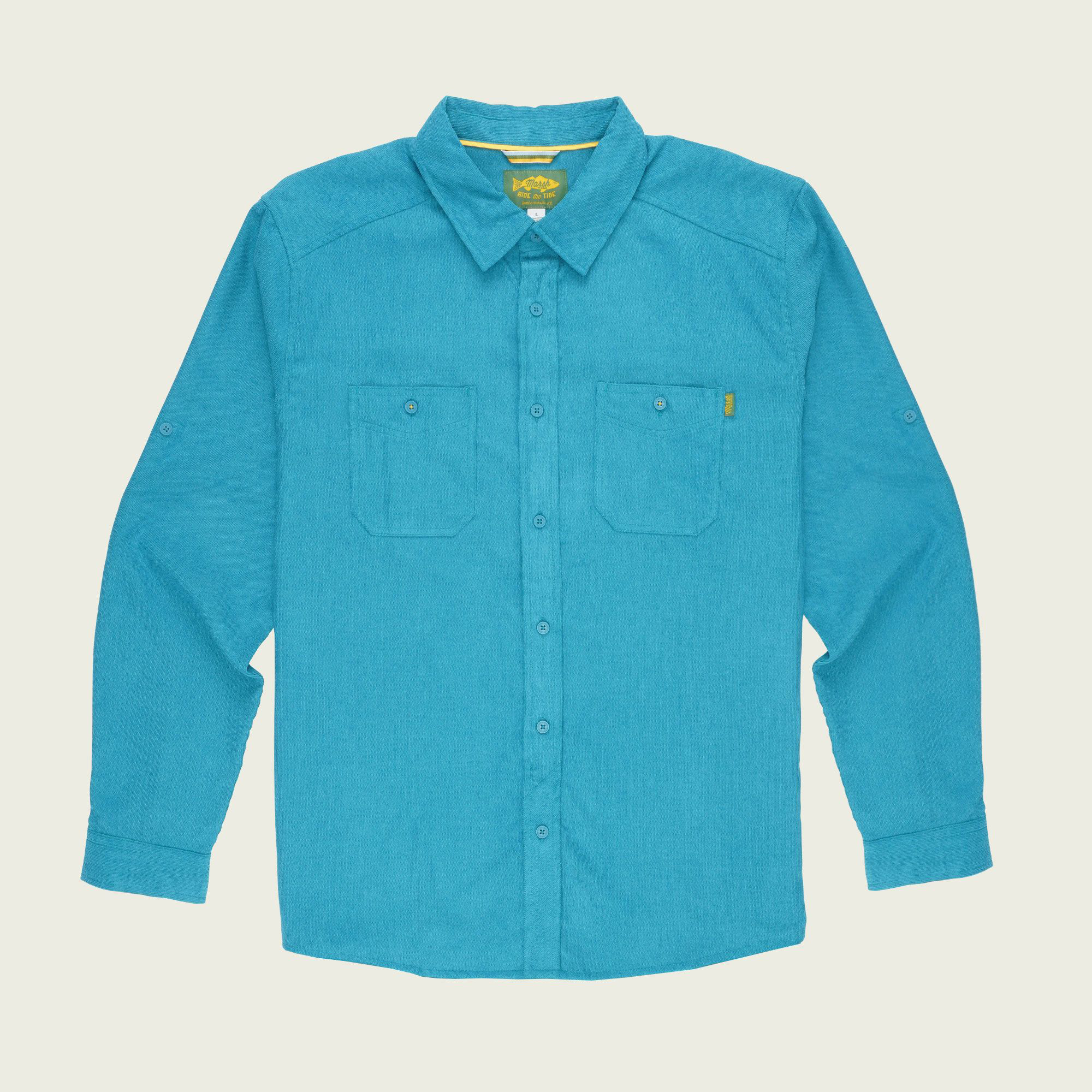Image of Marsh Wear Cordy Button-Up Long-Sleeve Shirt for Men - Harbor Blue