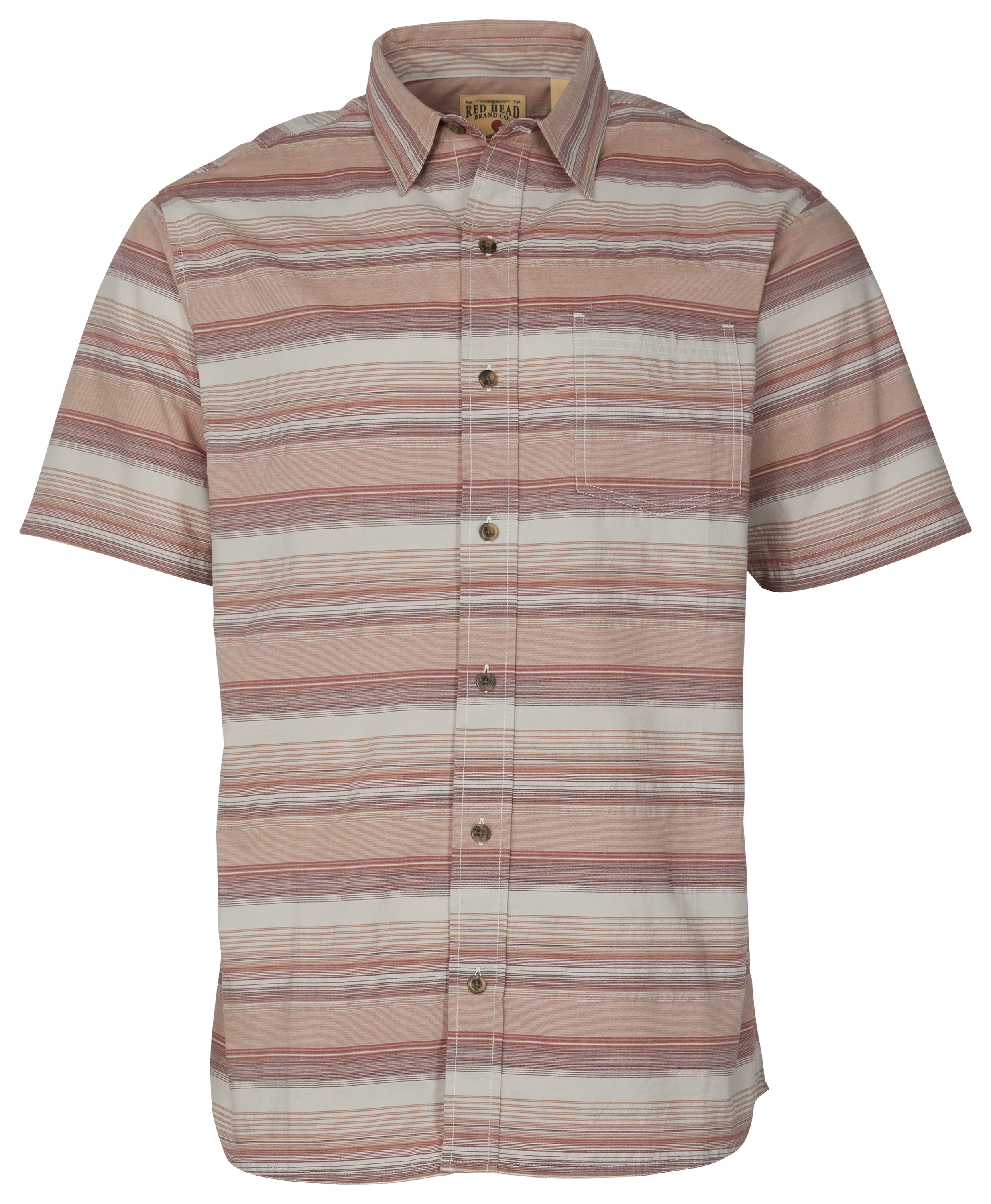 Image of RedHead Seersucker Short-Sleeve Button-Up Shirt for Men - Mahogany Stripe