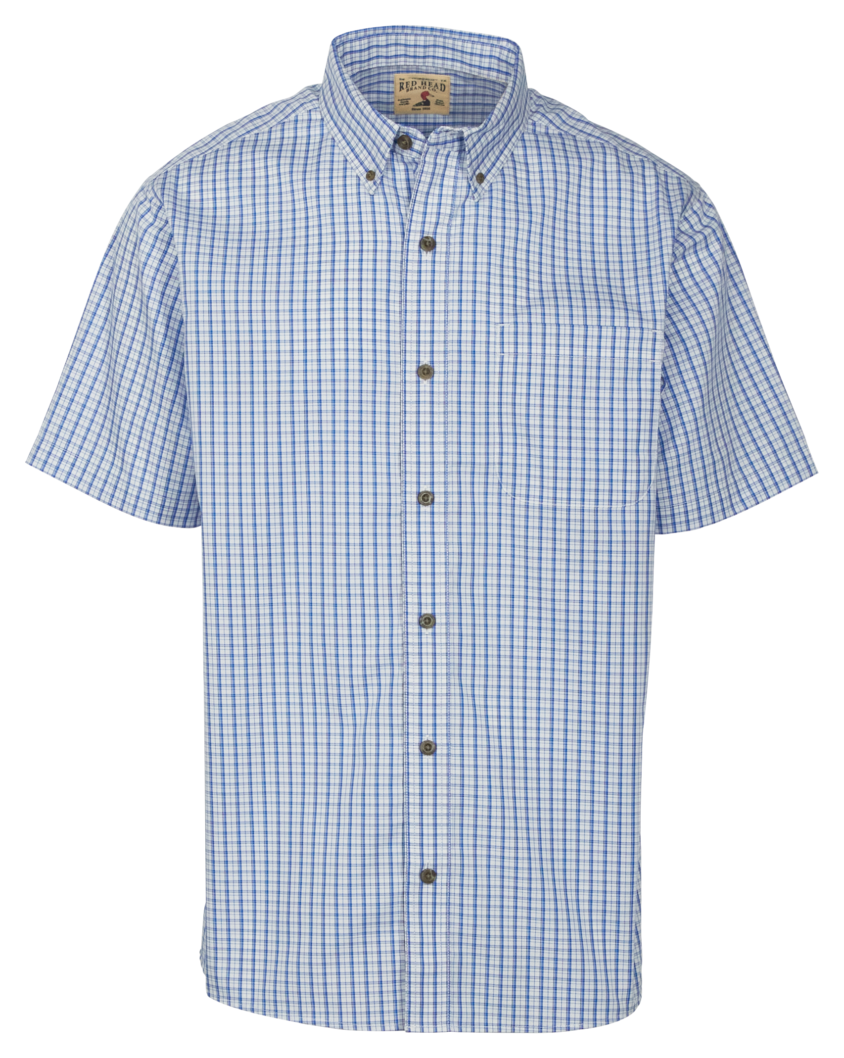 Redhead Wrinkle-Free Plaid Short-Sleeve Button-Down Shirt for Men - Gray Check - 3xlt
