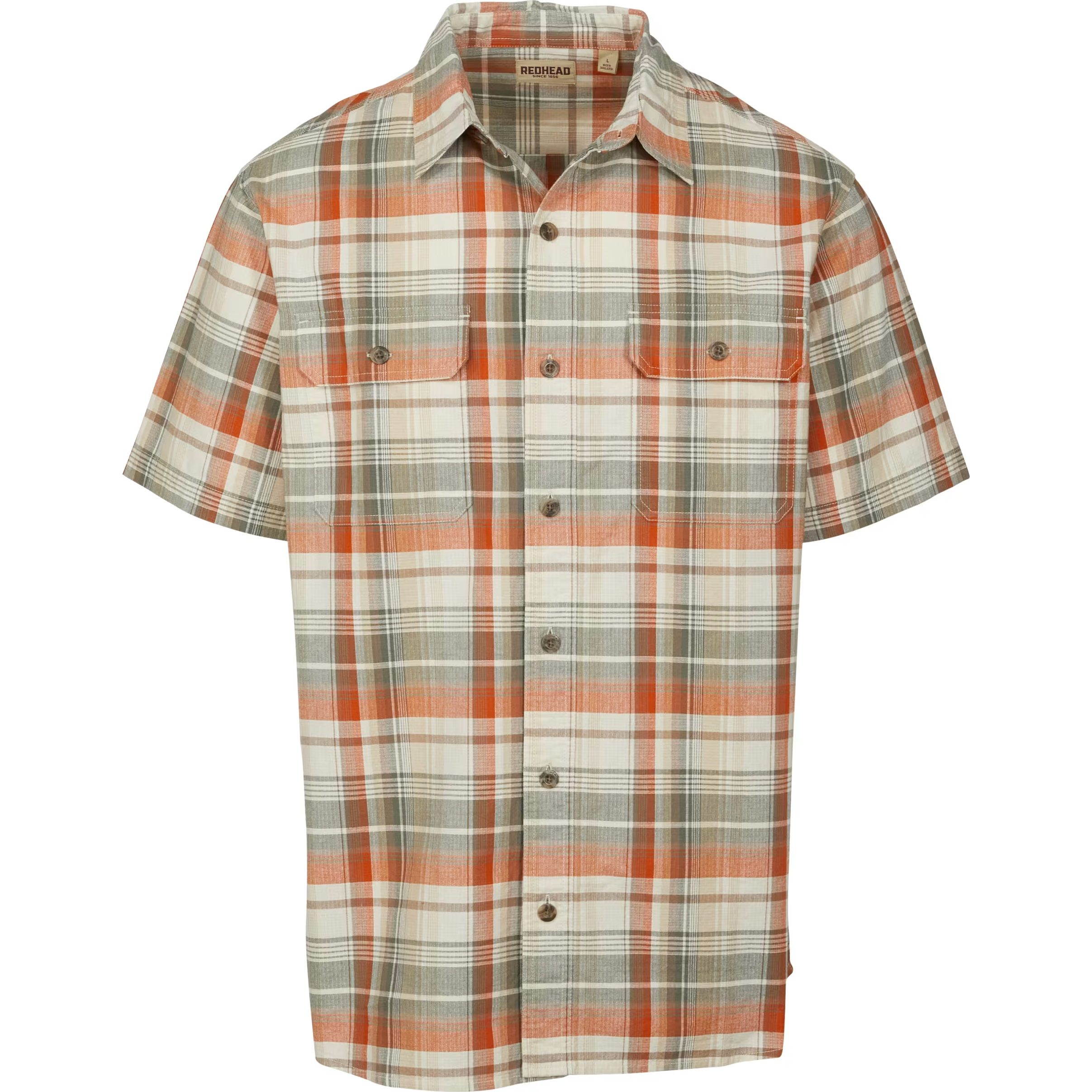 RedHead Seersucker Button-Up Plaid Short-Sleeve Shirt for Men