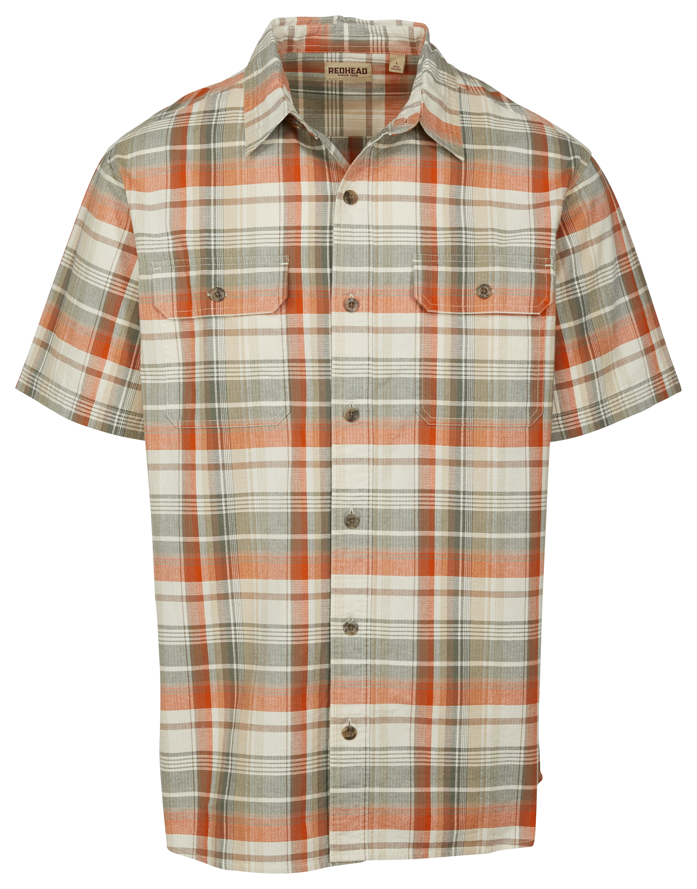 RedHead Ripstop Rock Creek Plaid Short-Sleeve Shirt for Men - Umber - XL