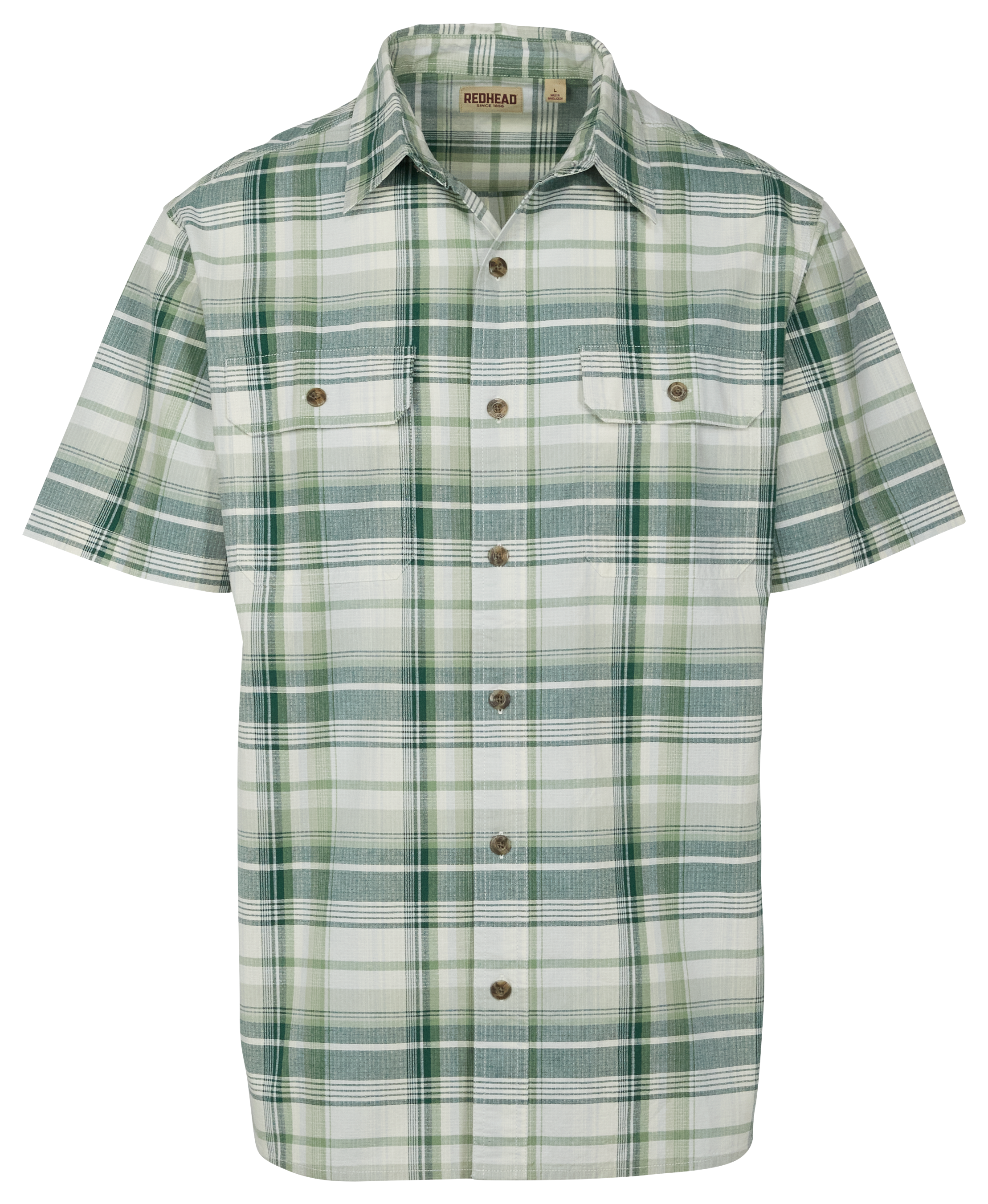 RedHead Ripstop Rock Creek Plaid Short-Sleeve Shirt for Men - Loden - M