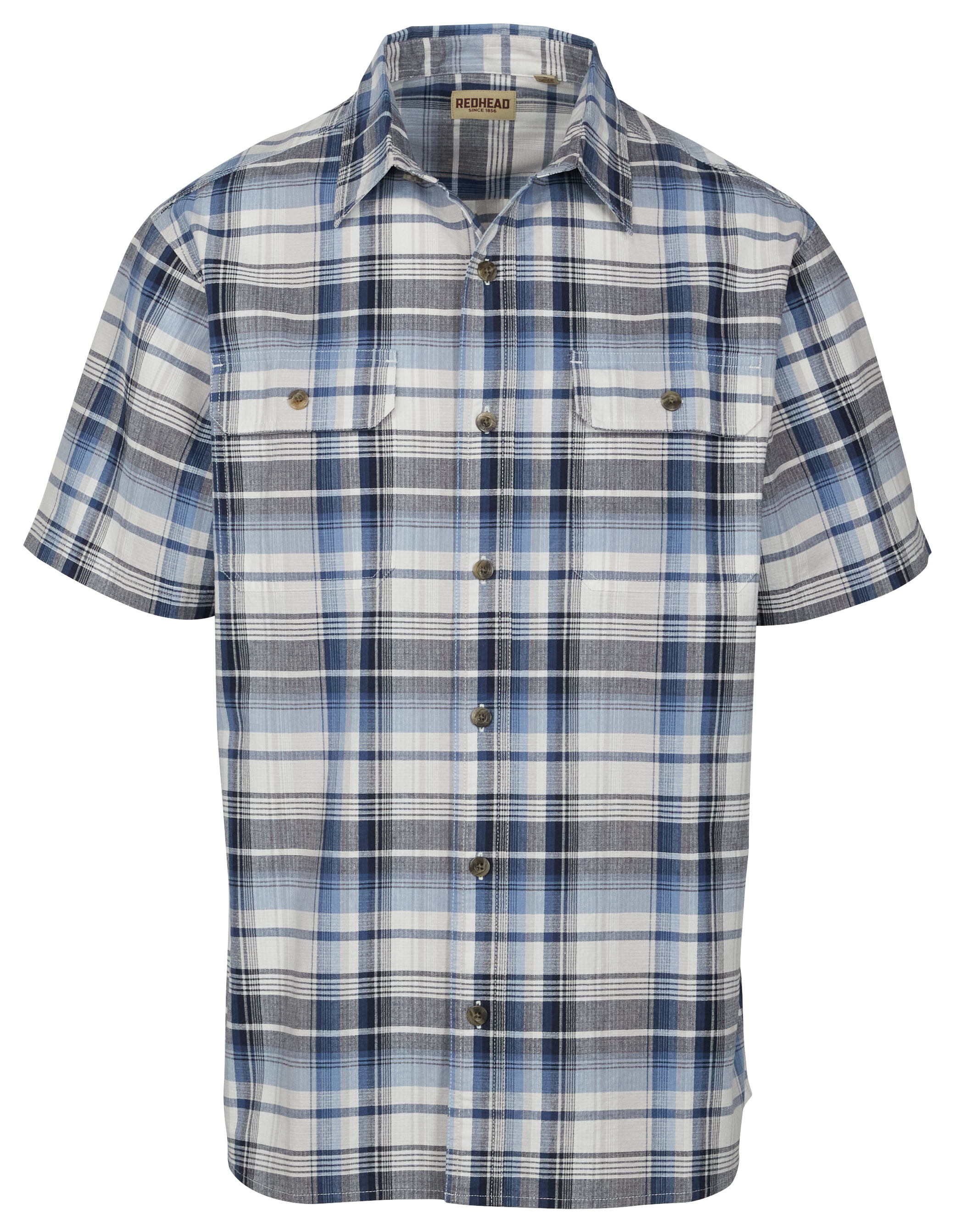 RedHead Ripstop Rock Creek Plaid Short-Sleeve Shirt for Men - Denim - L