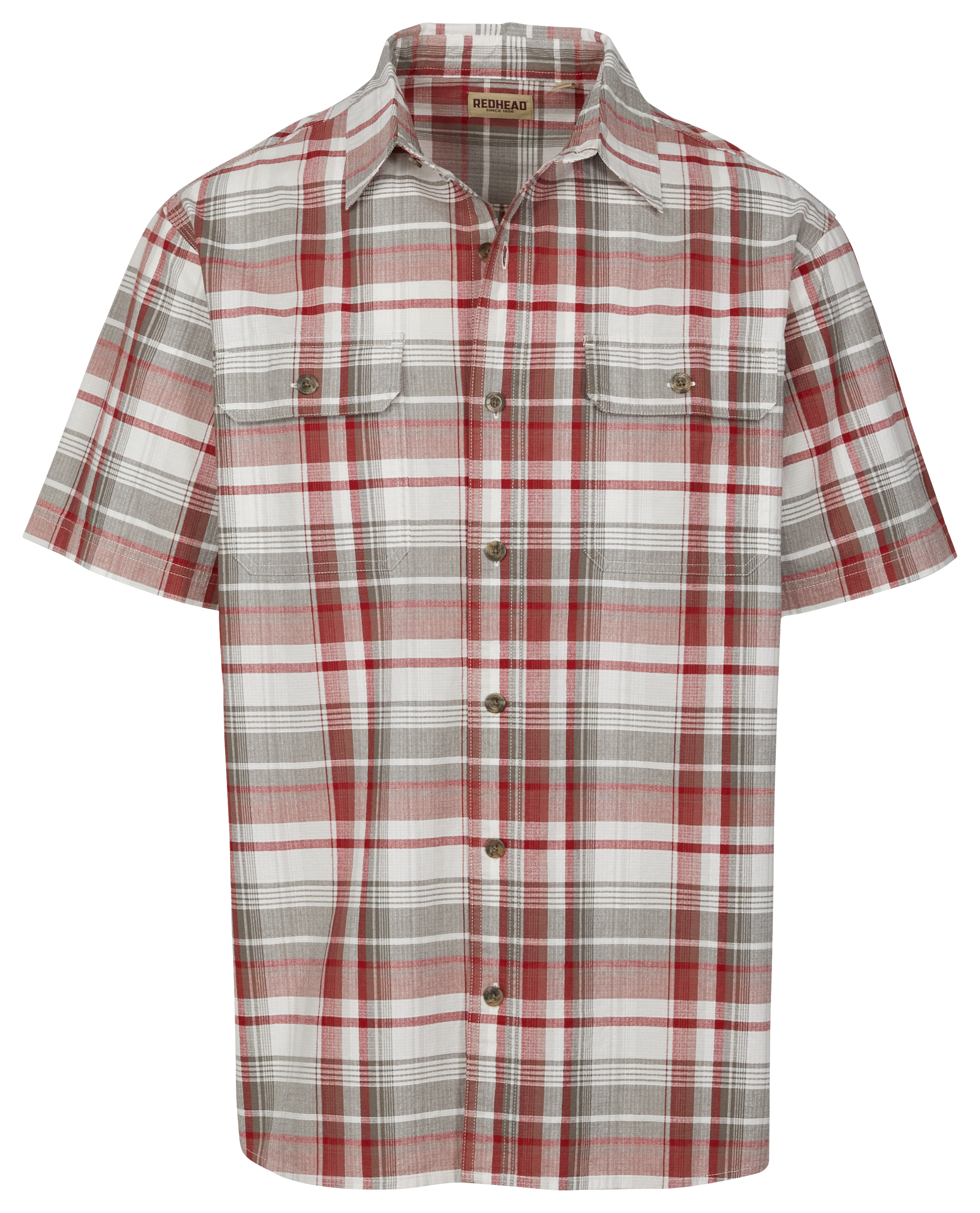 RedHead Ripstop Rock Creek Plaid Short-Sleeve Shirt for Men - Red - M