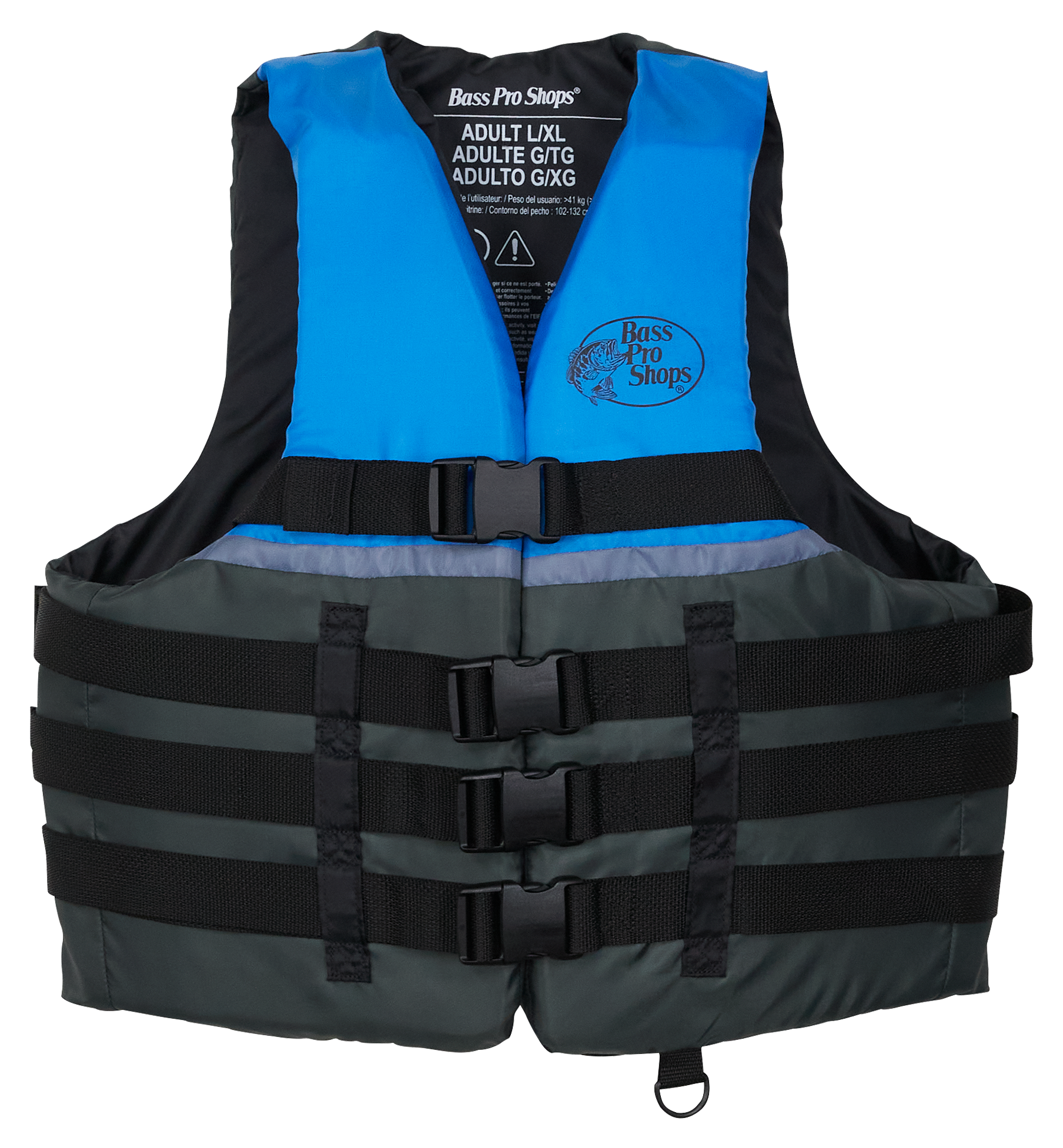 Image of Bass Pro Shops Dual-Size Life Jacket - Sky Blue/Black/Gray - 2XL/3XL