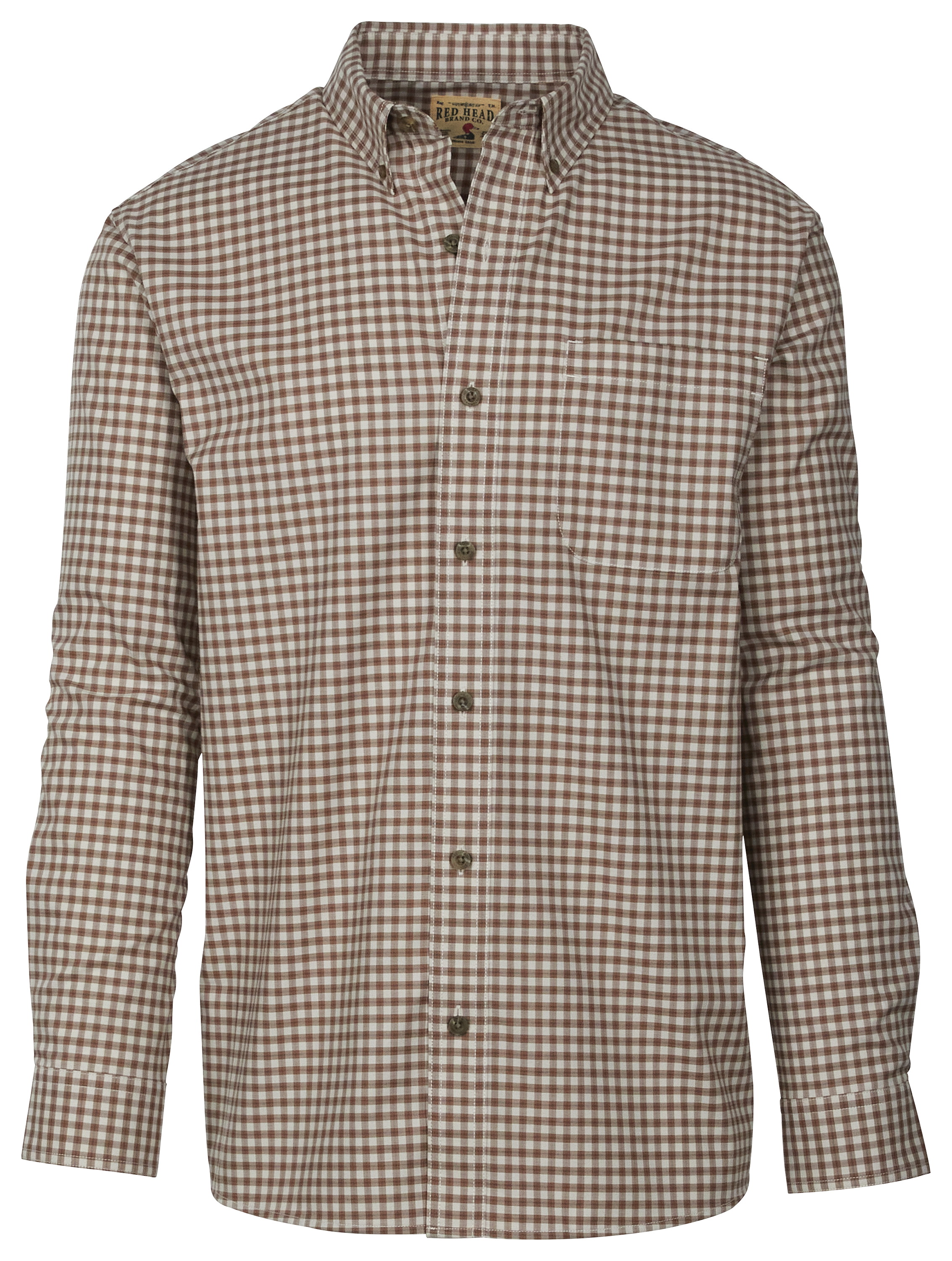 Image of RedHead Wrinkle-Free Easy-Care Button-Down Long-Sleeve Shirt for Men - Fossil Plaid - L