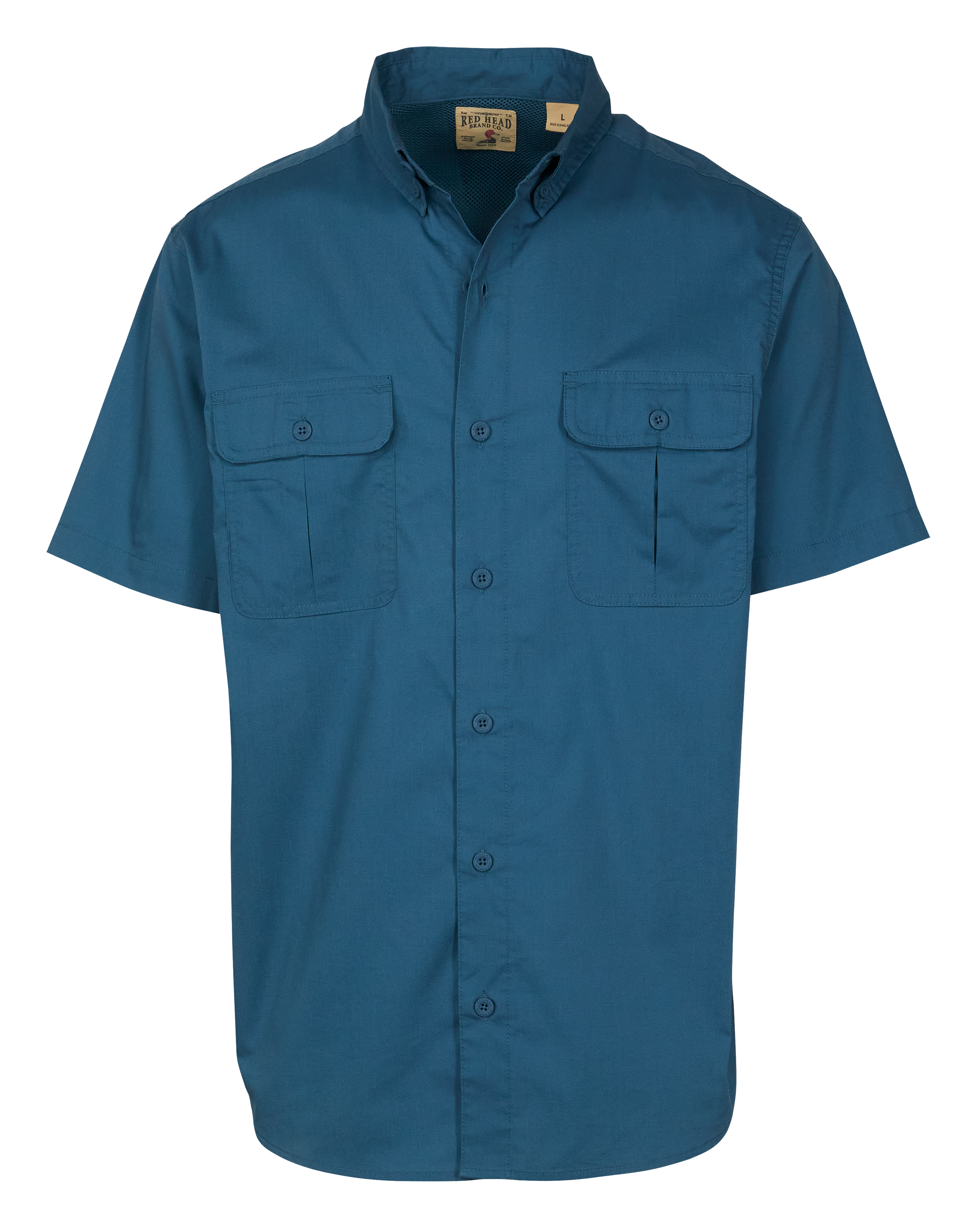 Redhead Spring River Vented Back Solid Button-Down Short-Sleeve Shirt for Men - Cashew - 3XL
