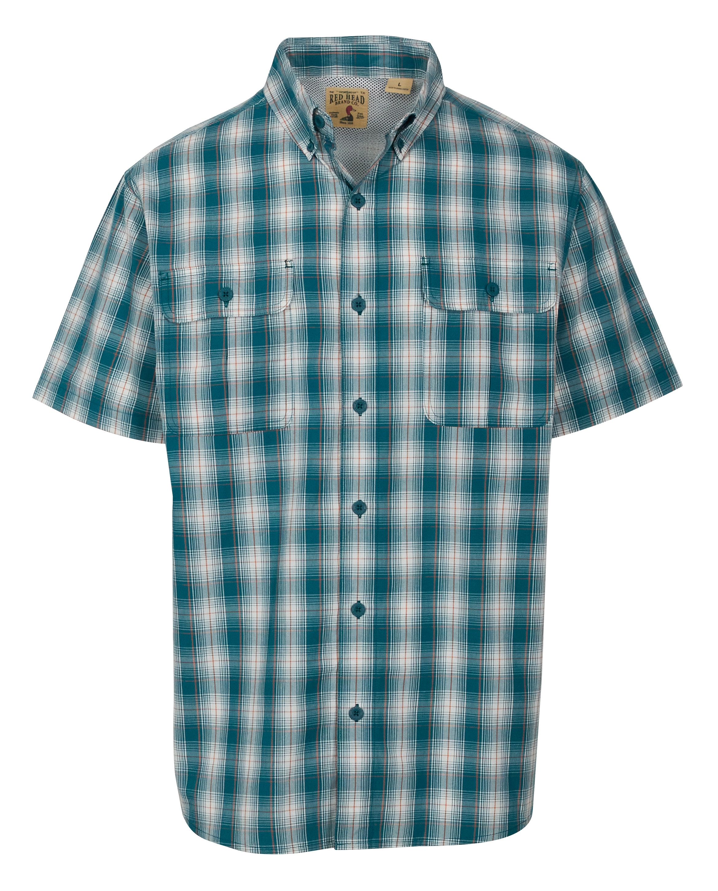 Image of RedHead Spring River Vented-Back Button-Down Short-Sleeve Shirt for Men - Spruce Plaid - S