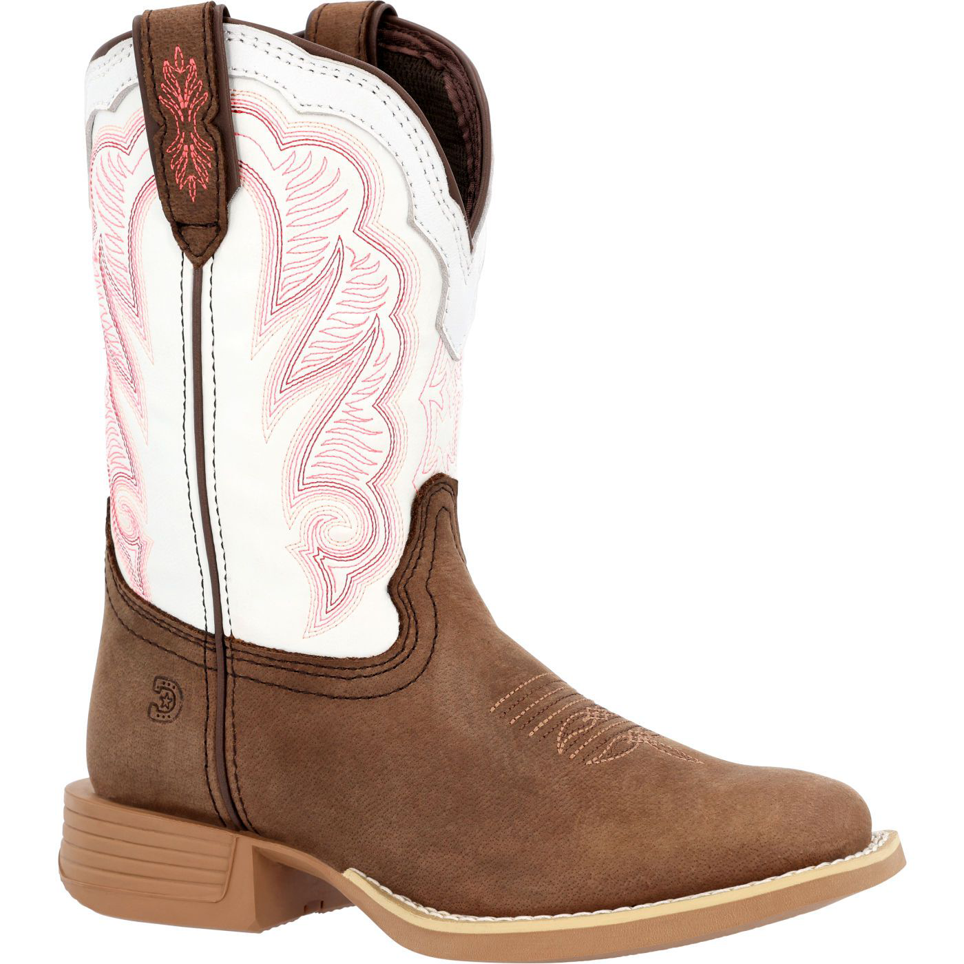 Durango Lil' Rebel Pro Brown and White Western Boots for Kids - Trail Brown/White - 1 Kids